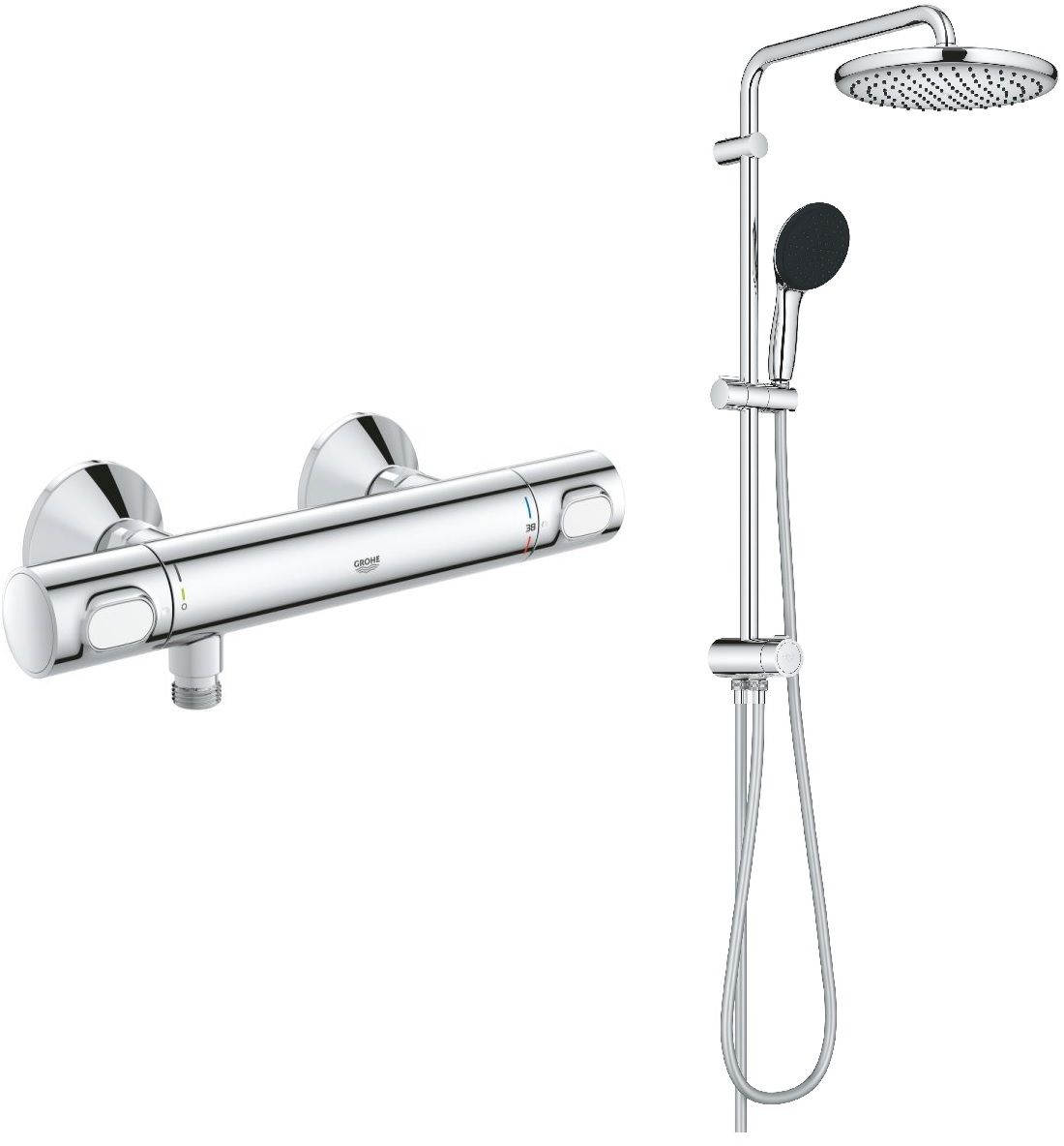 Grohe Precision Flow bateria prysznicowa ścienna termostatyczna z zestawem prysznicowym Vitalio Start System 250 chrom ( 26680001, ... - Wysyłka w 24h