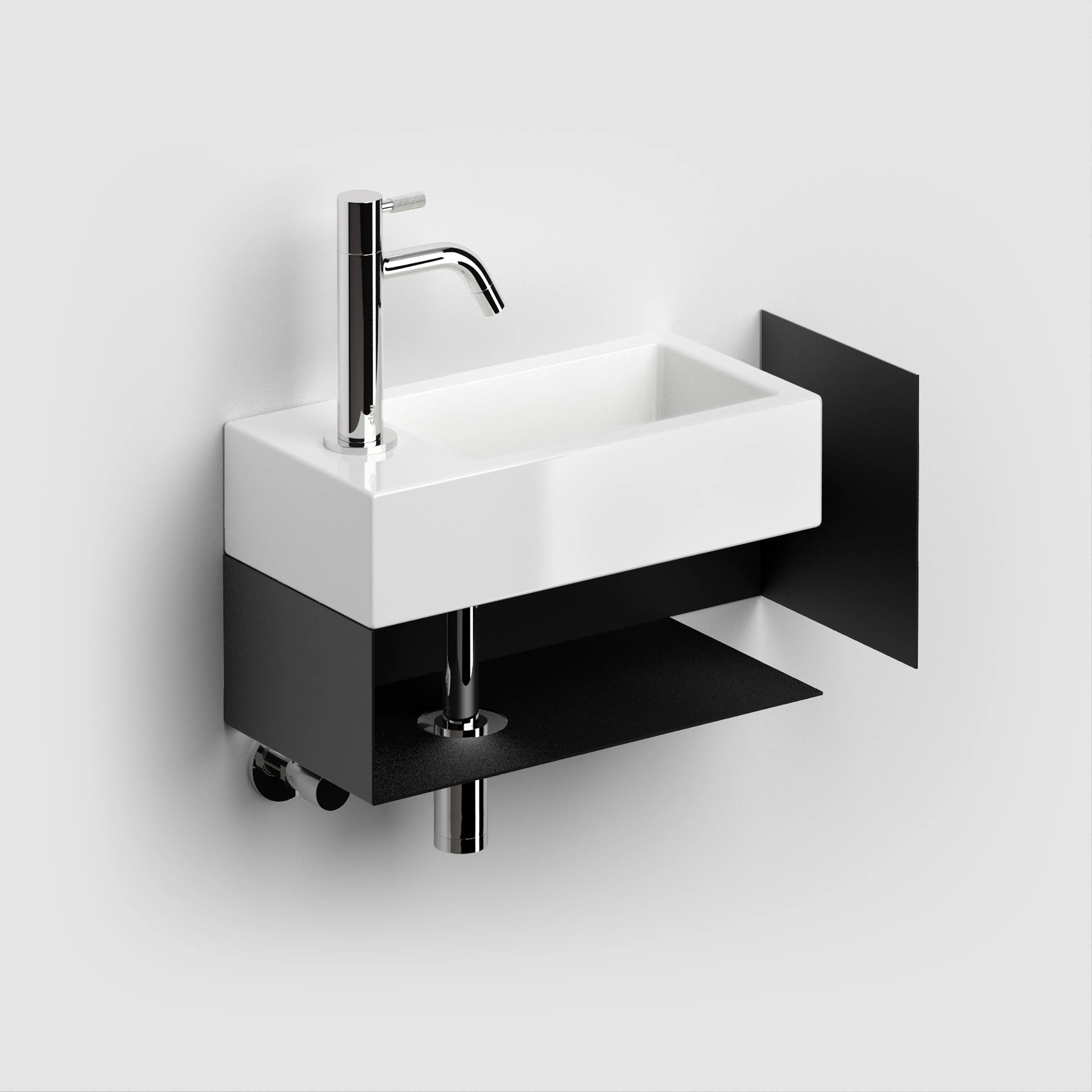 Clou Flush konsola 44x18x20,5 cm podumywalkowa wisząca lewa czarna CL/07.36.032.21