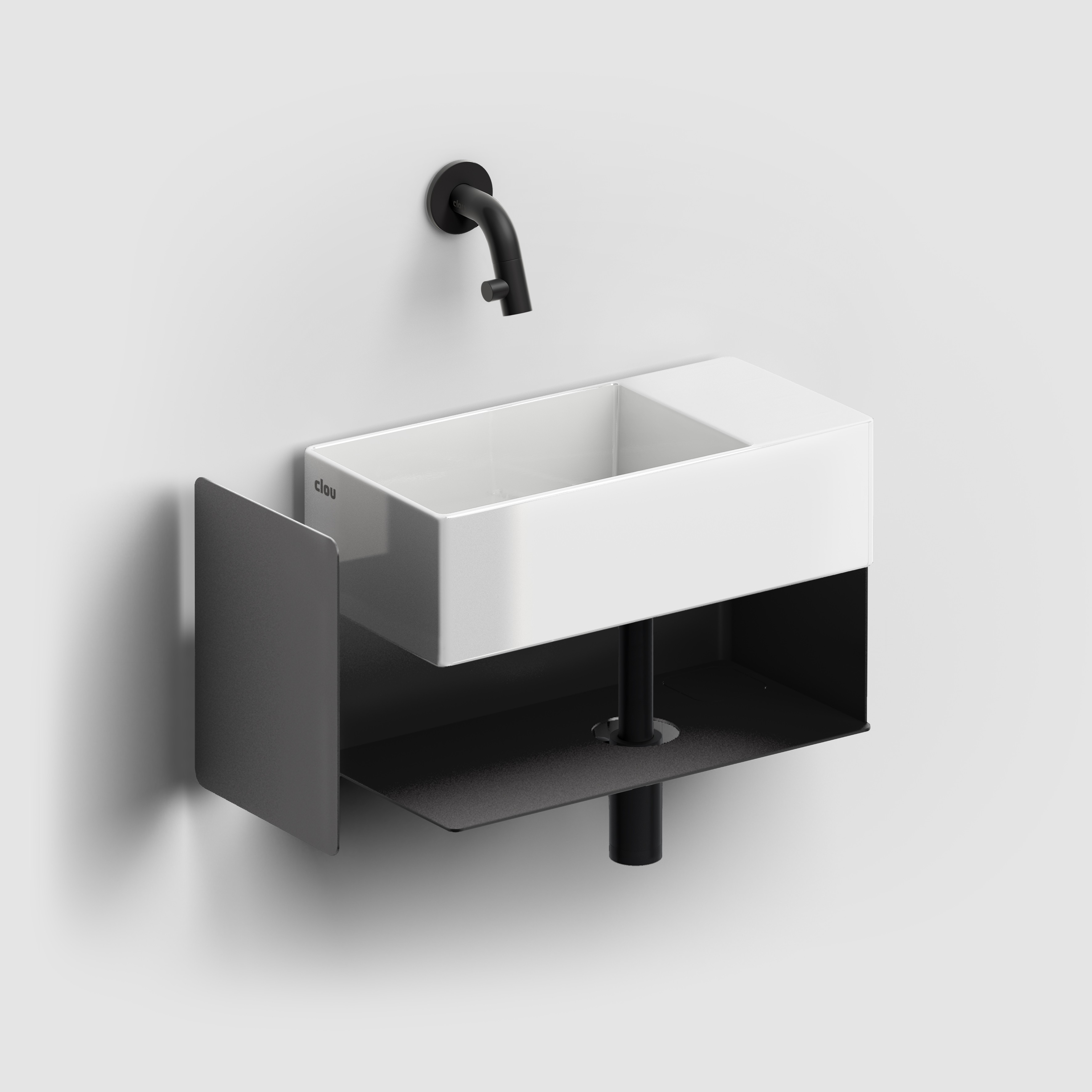 Clou New Flush konsola 44x18x21,2 cm podumywalkowa wisząca prawa czarna CL/07.36.430.21
