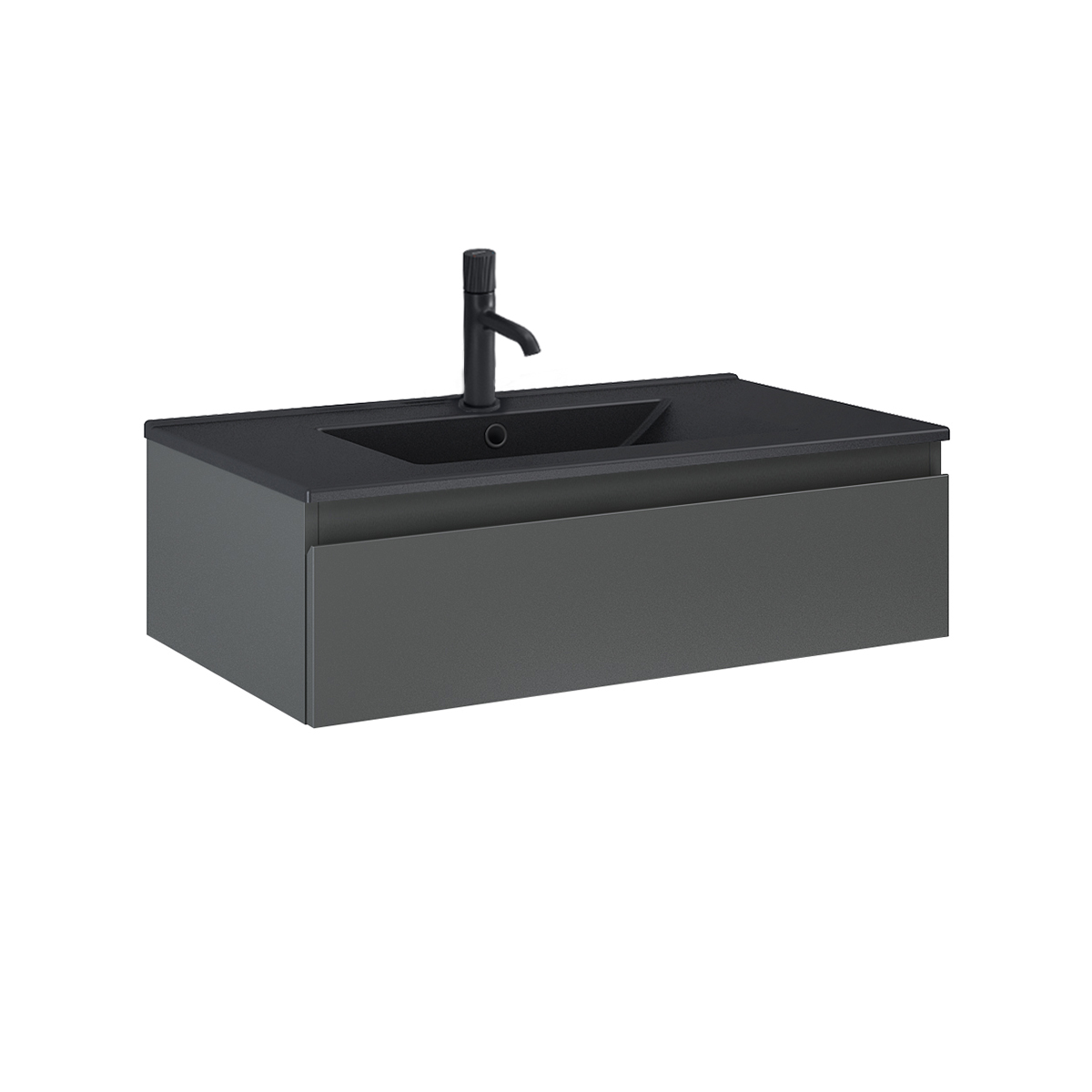 Oltens Vernal umywalka z szafką 80 cm czarny mat/grafit mat 68007400 - Wysyłka w 24h