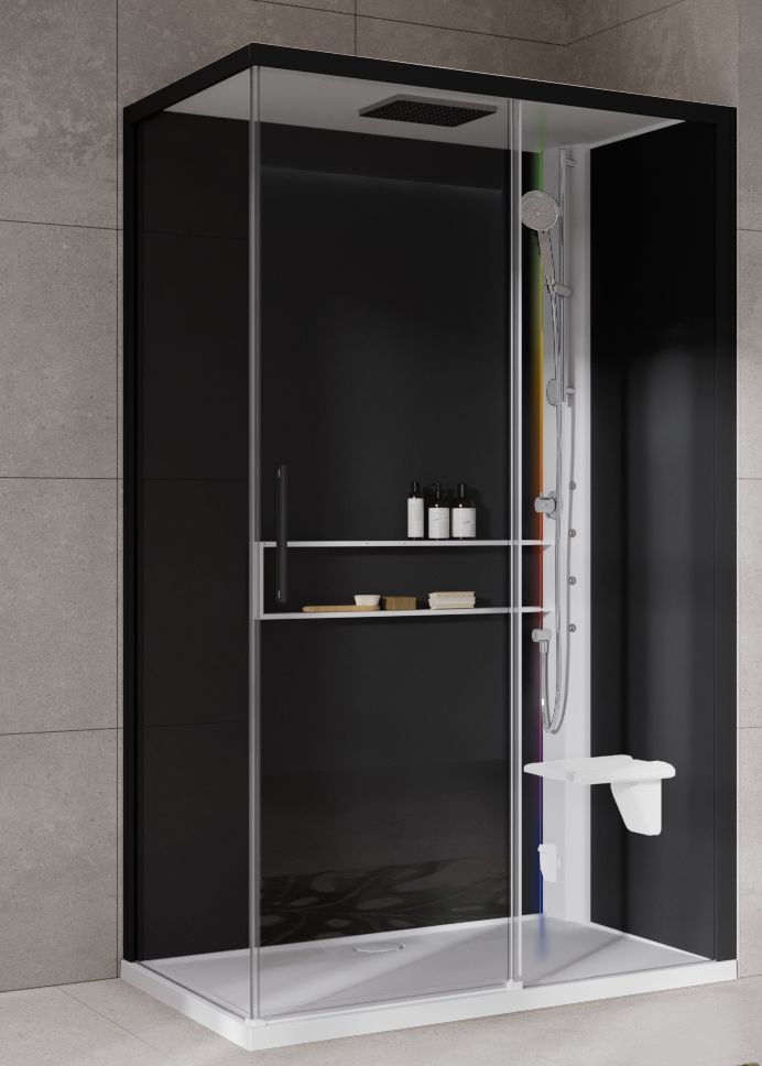 Novellini Glax 2 2.0 2P kabina z hydromasażem 120x90 cm parowa z brodzikiem prawa biała G222P290DM5-1UH