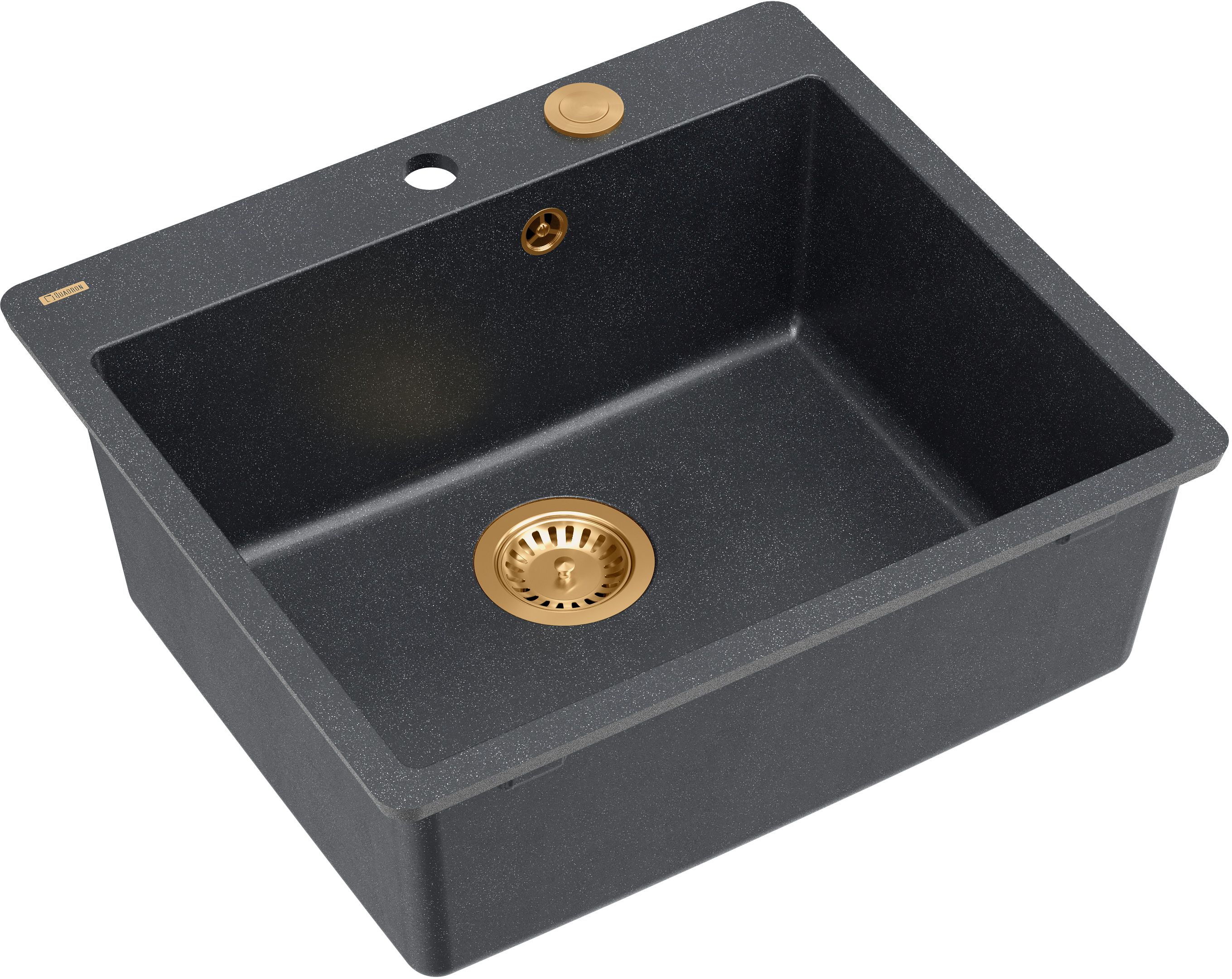 Quadron Morgan 110 FM zlewozmywak GraniteQ 56,5x49,5 cm black diamond/elementy miedziane HB8304U8-FM_C1_P2O