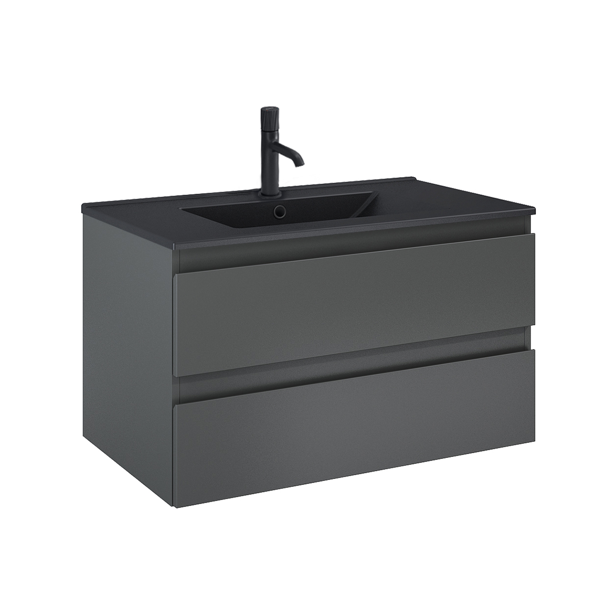 Oltens Vernal umywalka z szafką 80 cm czarny mat/grafit mat 68037400 - Wysyłka w 24h