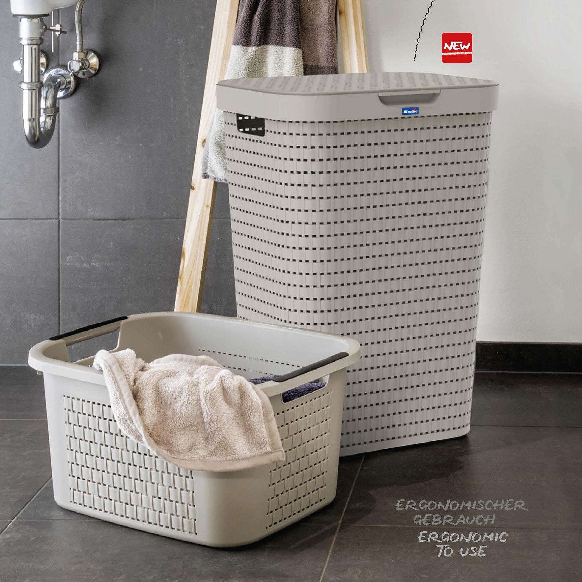 Rotho Country kosz na bieliznę i pranie 55 l biały 1032701100