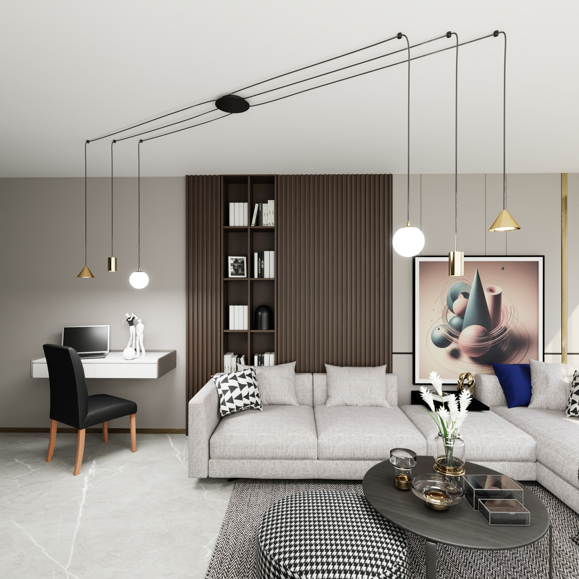 Emibig Fuji lampa wisząca 6x W czarna-złota 13506
