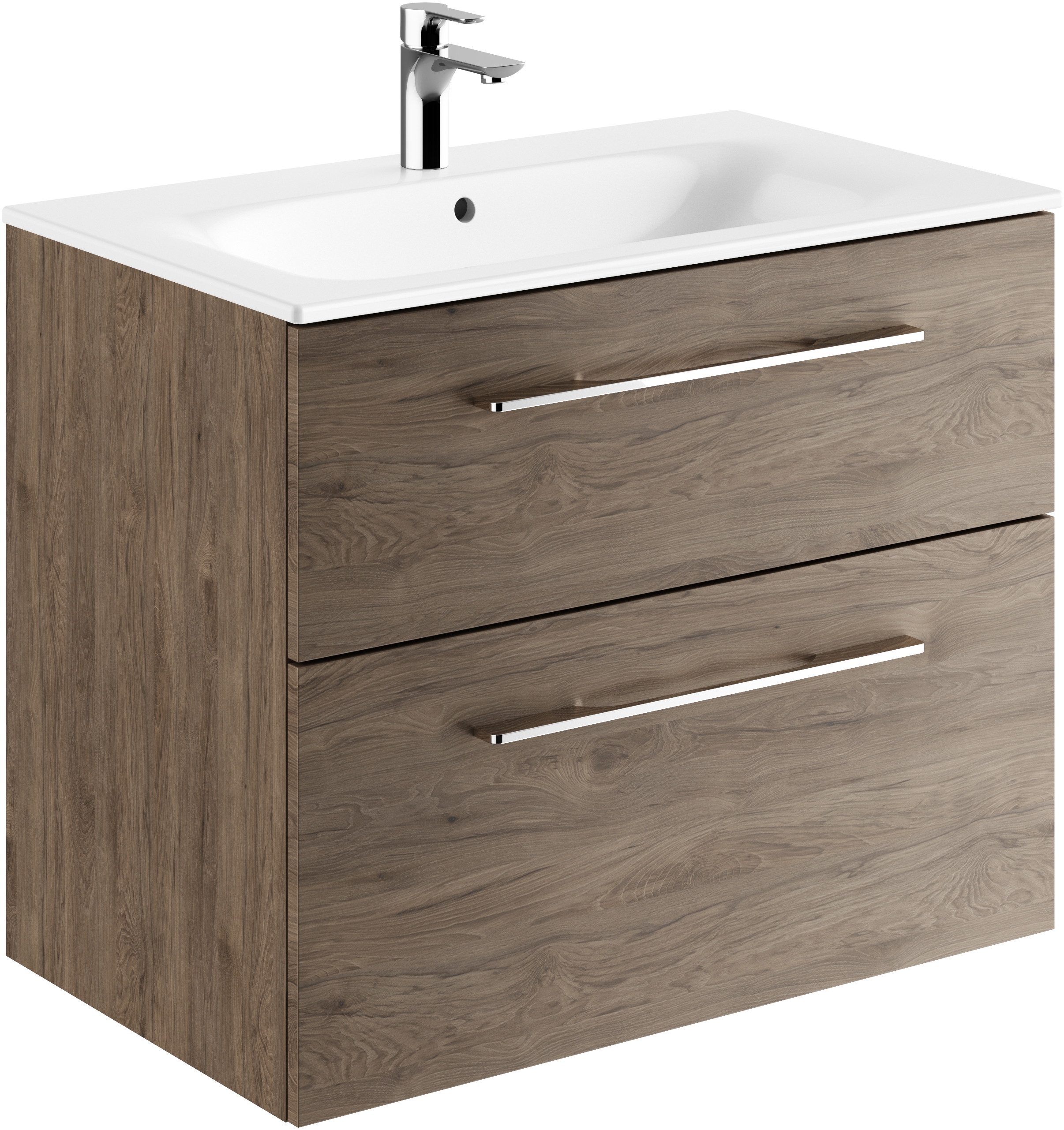 Geberit Selnova Square umywalka z szafką 80 cm zestaw meblowy biały/orzech włoski 501.242.00.1
