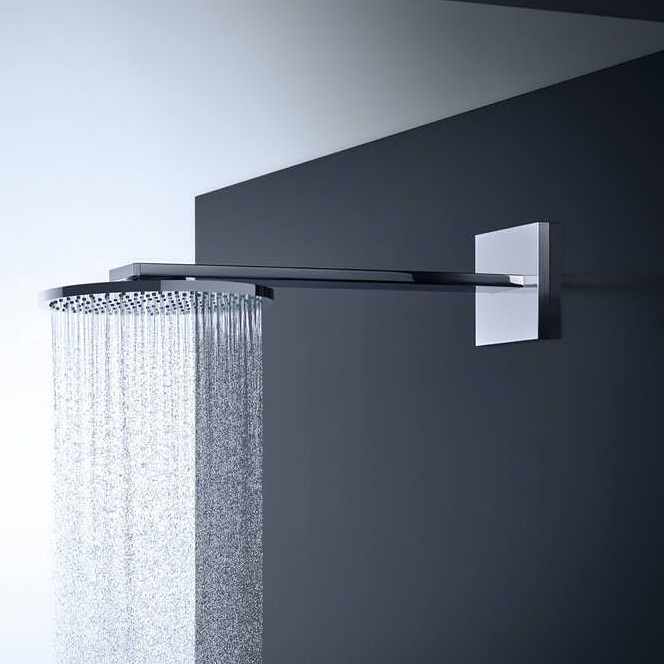 Axor ShowerSolutions deszczownica 25 cm okrągła z ramieniem czarny chrom szczotkowany 35284340