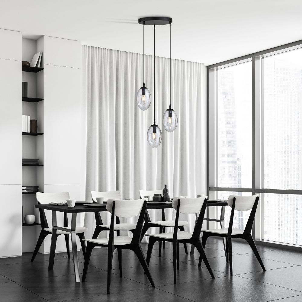 Emibig Astral lampa wisząca 3x10 W czarna-przezroczysta 1265/3PREM
