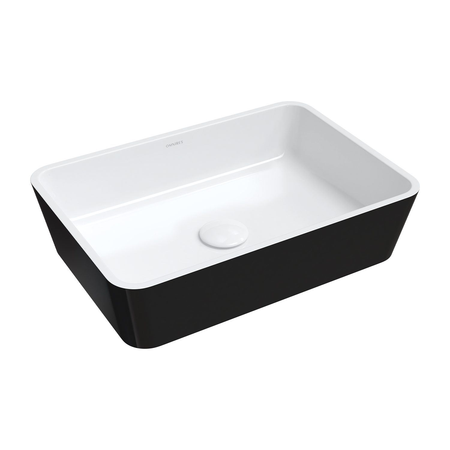 Omnires M+ umywalka 50x35 cm prostokątna nablatowa biała/czarna PARMAUNBCP