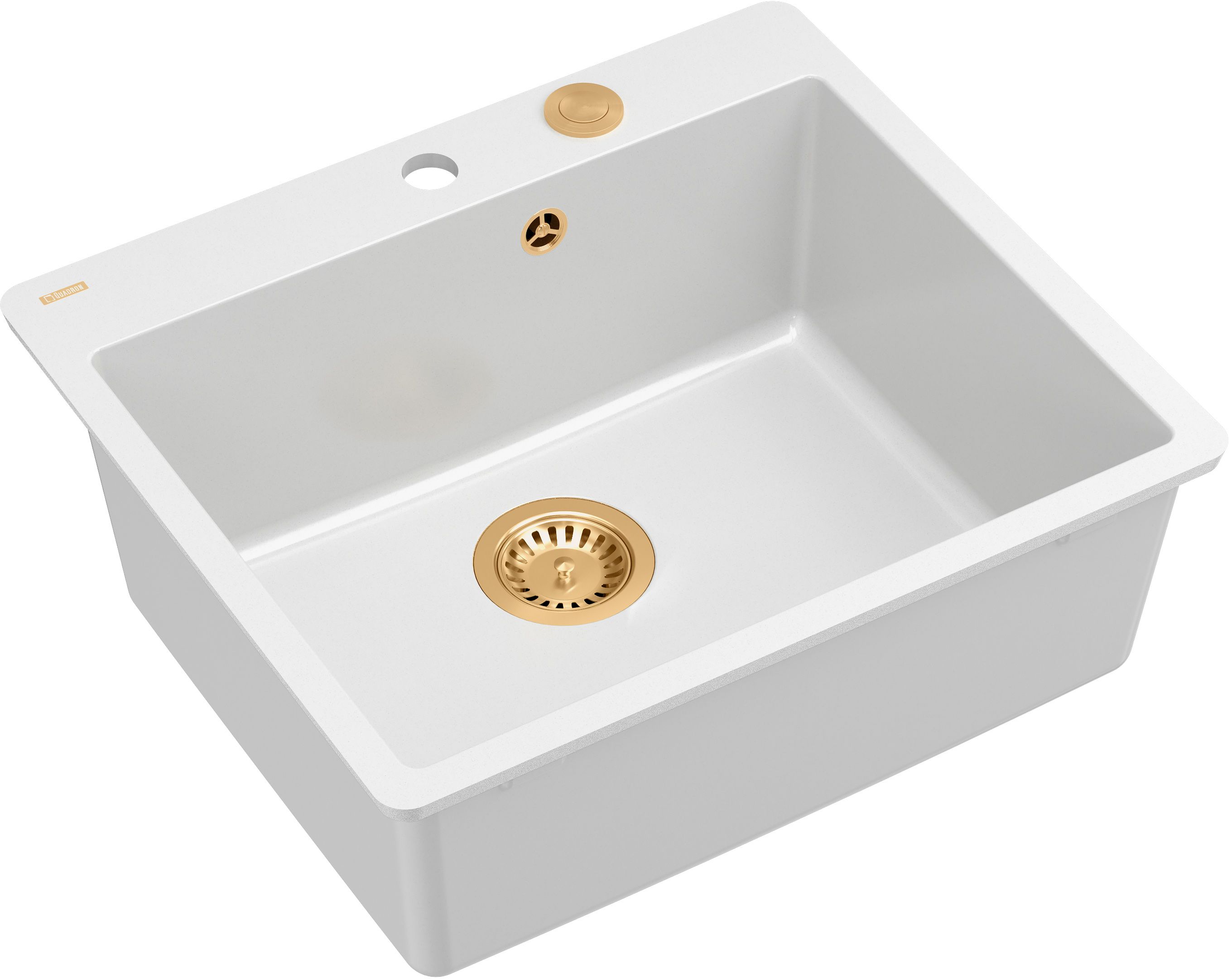 Quadron Morgan 110 FM zlewozmywak 56,5x49,5 cm GraniteQ snow white/elementy miedziane HB8304U1-FM_C1_P2O
