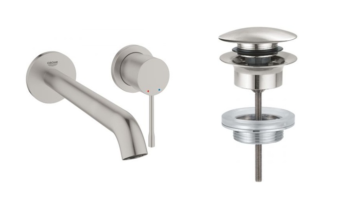 Zestaw Grohe Essence New bateria umywalkowa podtynkowa z korkiem stal nierdzewna (19967DC1, 65807DC0) - Wysyłka w 24h
