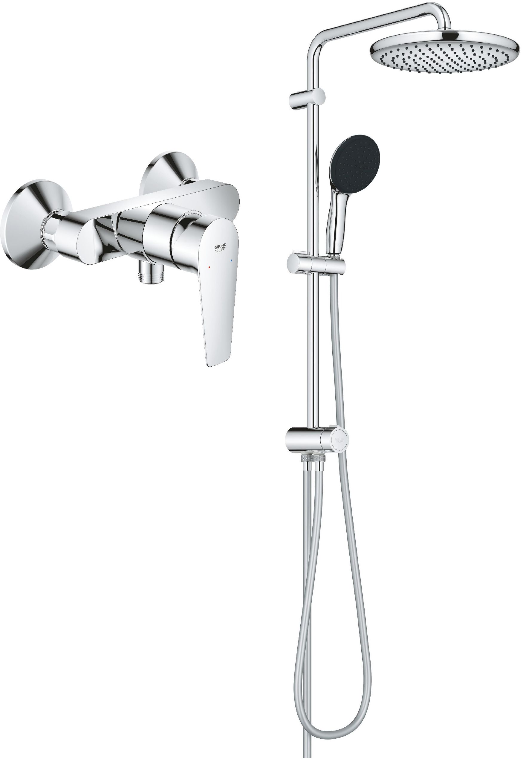 Grohe Vitalio Start System 250 zestaw prysznicowy ścienny z deszczownicą i bateria prysznicowa ścienna Start Edge chrom (26680001, ... - Wysyłka w 24h