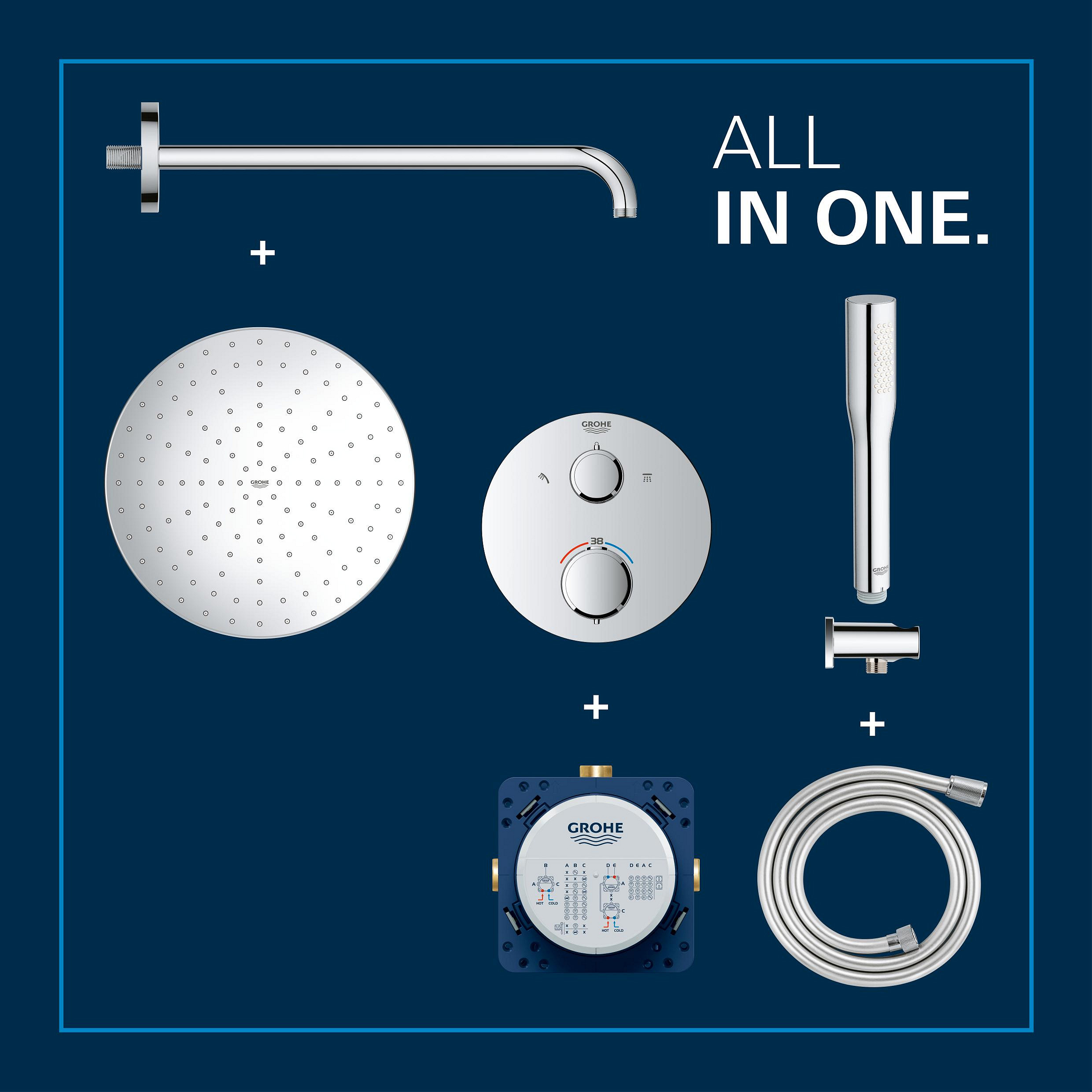 Grohe Vitalio Start zestaw prysznicowy podtynkowy termostatyczny z deszczownicą chrom 34880000 - Wysyłka w 24h