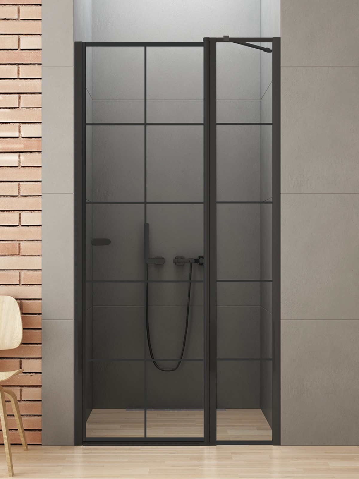 New Trendy New Soleo Black drzwi prysznicowe 90 cm uchylne czarny mat/szkło przezroczyste D-0293A