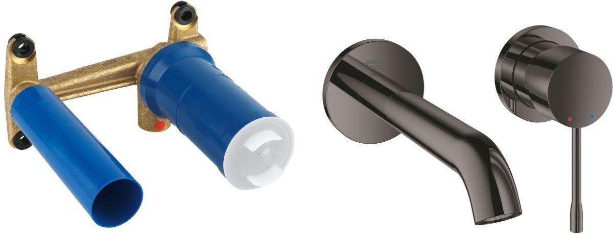 Zestaw Grohe Essence New bateria umywalkowa podtynkowa kompletna hard graphite (19408A01, 23571000) - Wysyłka w 24h