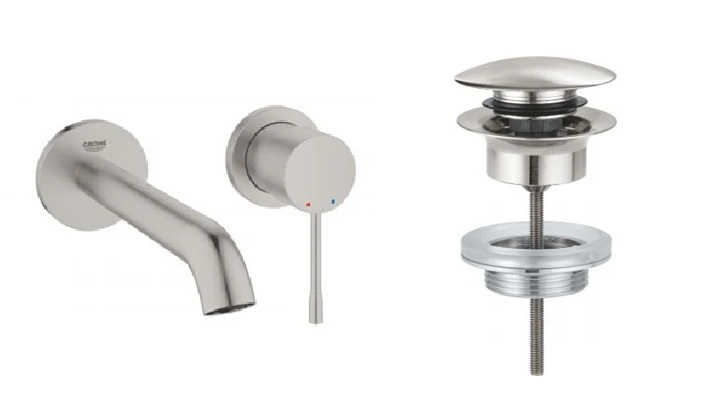 Zestaw Grohe Essence bateria umywalkowa podtynkowa z korkiem SuperSteel (19408DC1, 65807DC0)