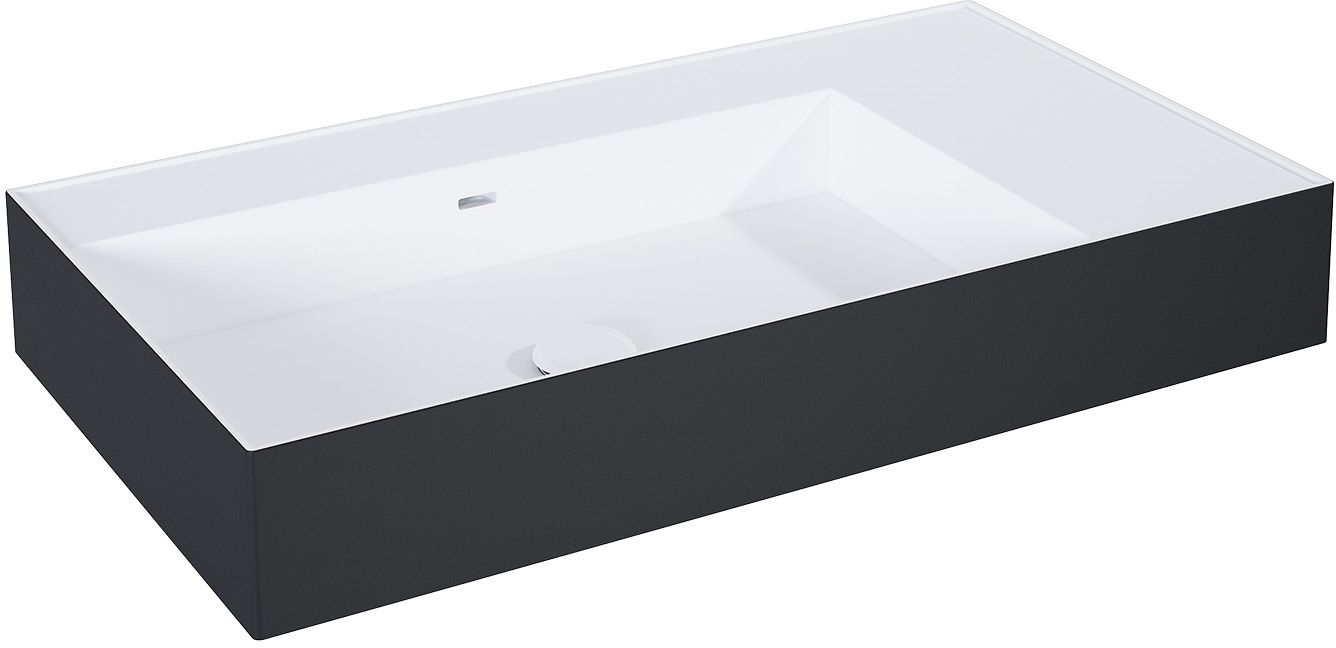 Elita Level umywalka 80,5x45,5 cm prostokątna ścienna lewa biała/czarny mat RE041461216030