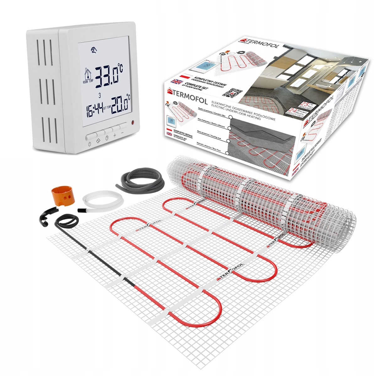 Termofol TF-HM zestaw mata grzewcza 2,5 m2 z termoregulatorem TF-H2 TF-HM-150.25.H2