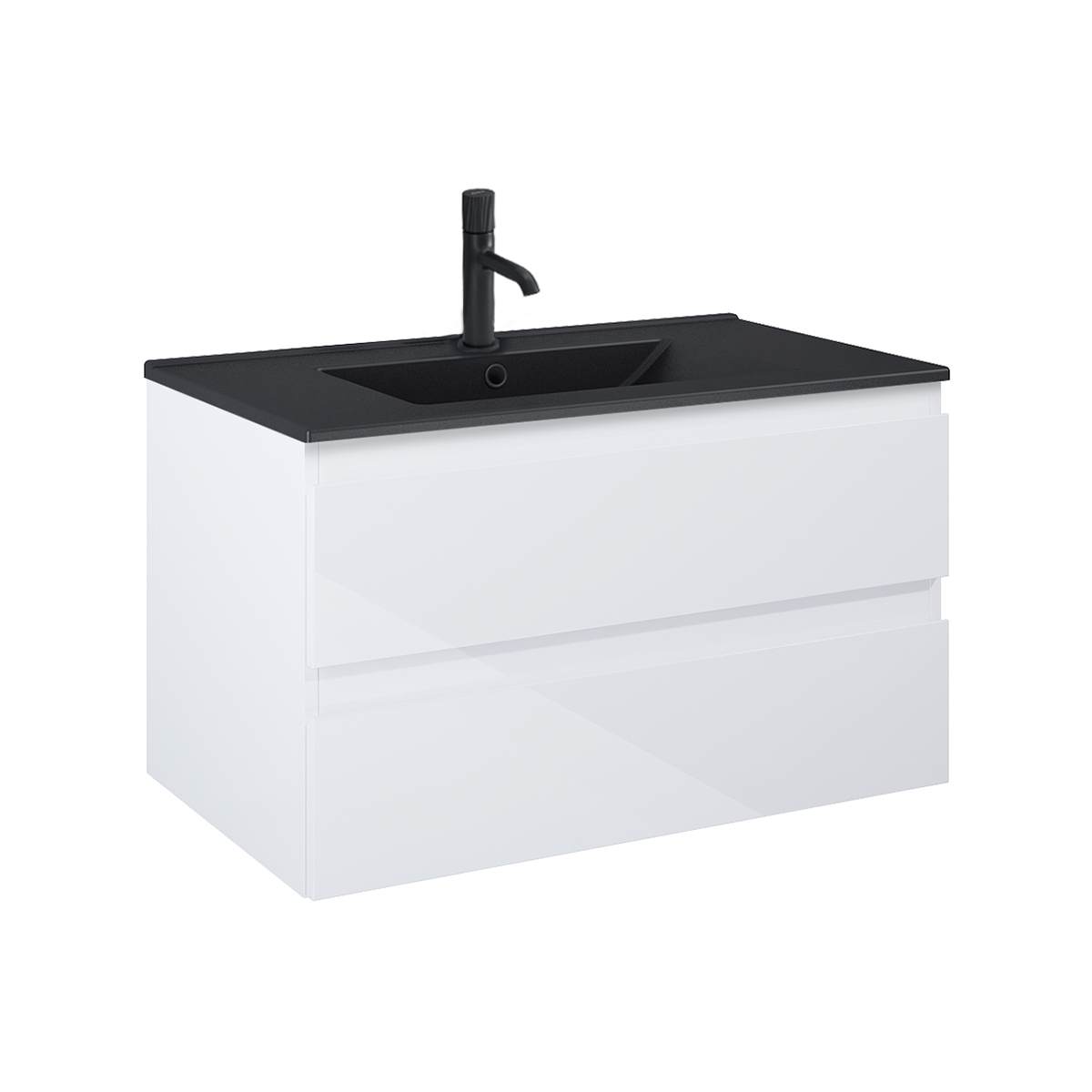 Oltens Vernal umywalka z szafką 80 cm czarny mat/biały połysk 68037000 - Wysyłka w 24h