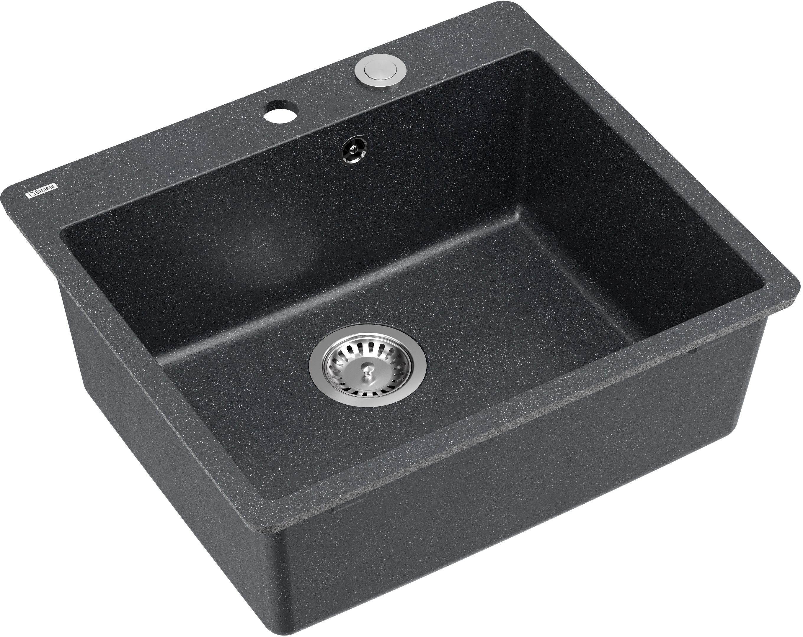 Quadron Morgan 110 FM zlewozmywak 56,5x49,5 cm GraniteQ black diamond/elementy stalowe HB8304U8-FM_BS_P2O