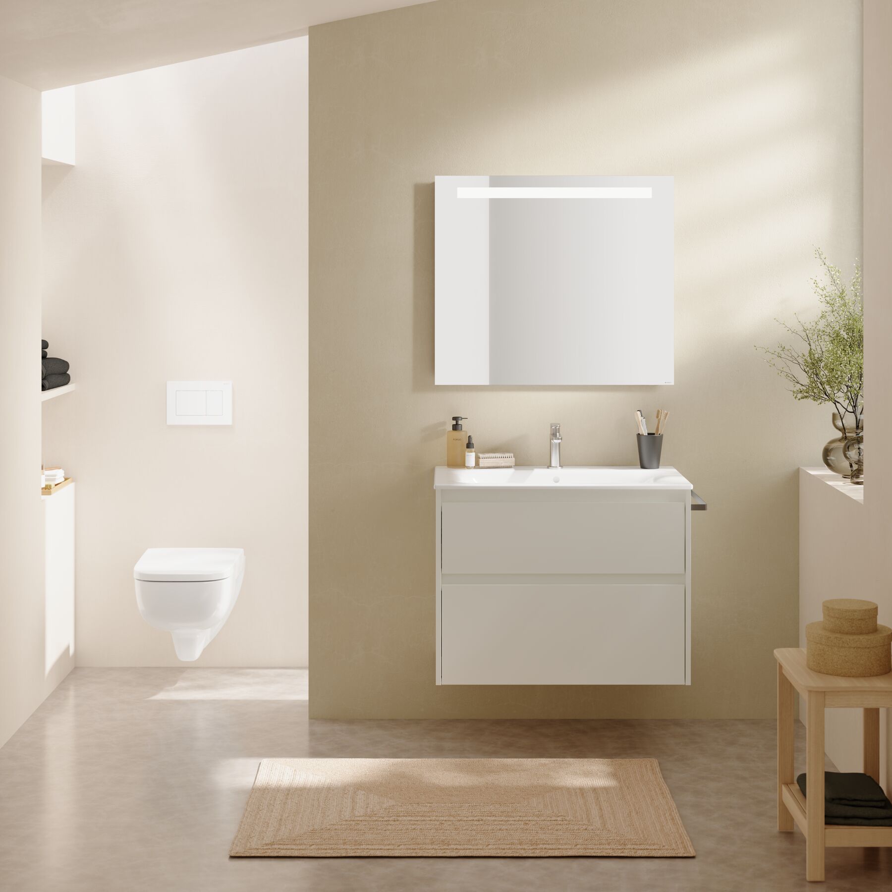 Geberit Selnova Square umywalka z szafką 80 cm biały połysk 504.139.01.1