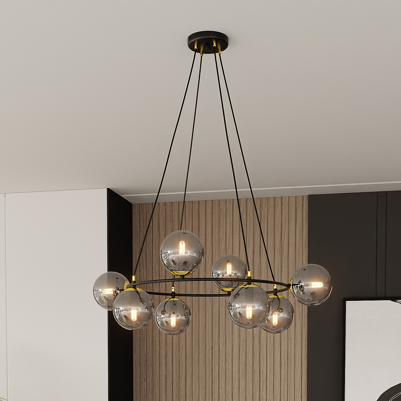 Emibig Azura lampa wisząca 7x10W czarny/szkło grafitowe 1294/8