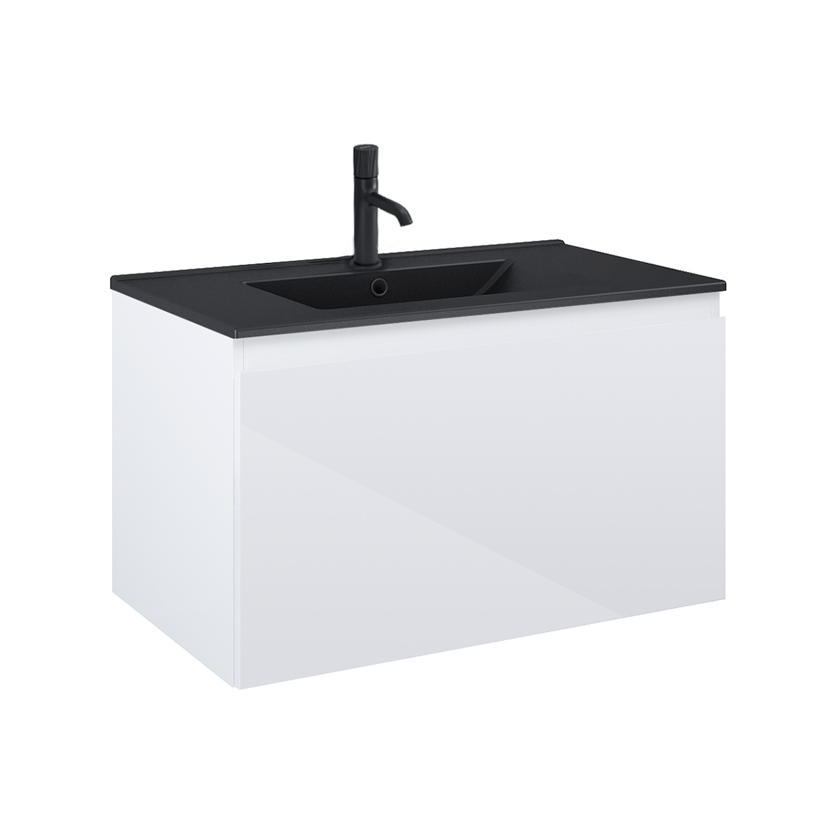 Oltens Vernal umywalka z szafką 80 cm czarny mat/biały połysk 68015000 - Wysyłka w 24h