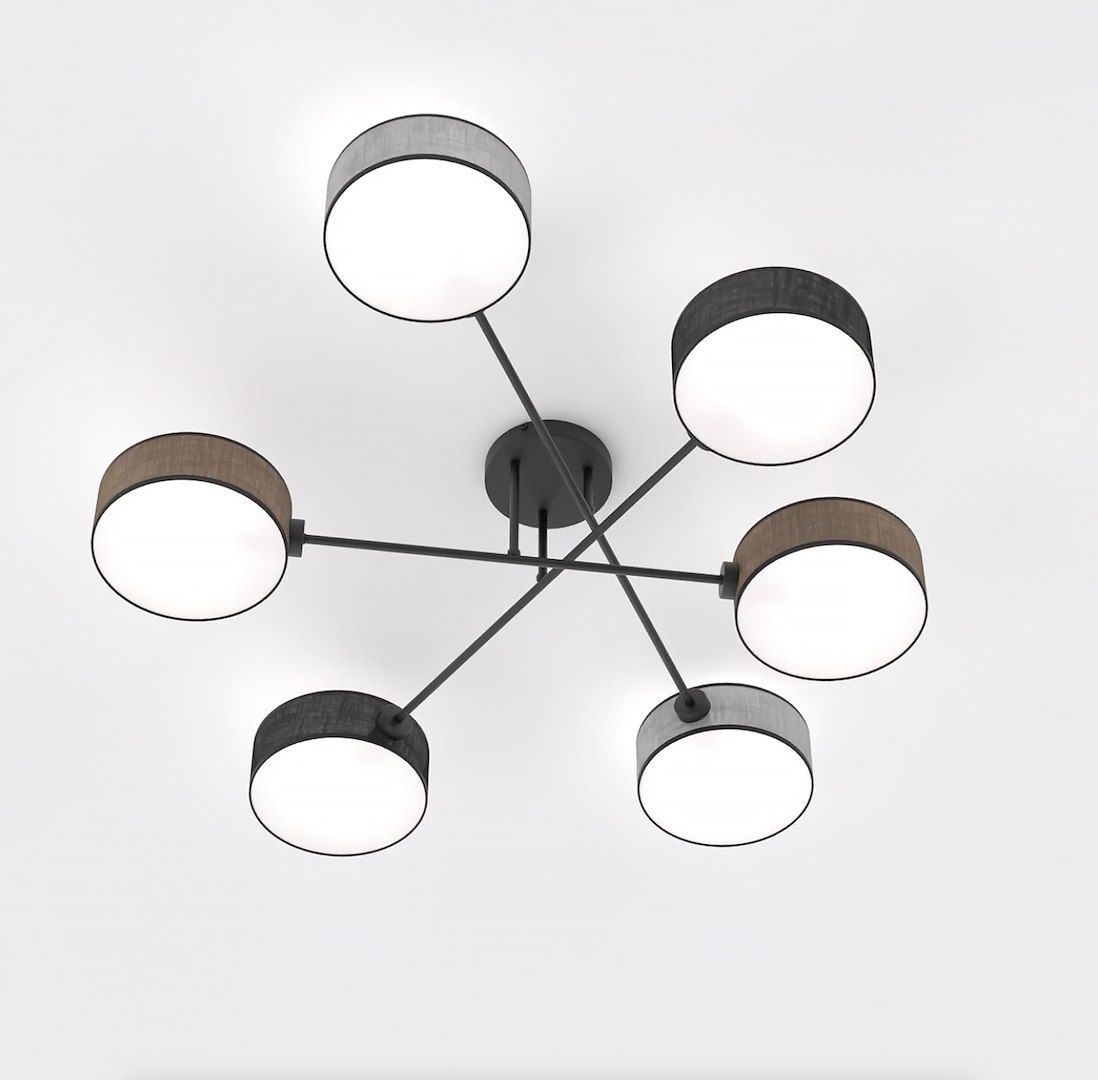 Emibig Maga lampa podsufitowa 6x10 W czarna/szara/beżowa 1572/6