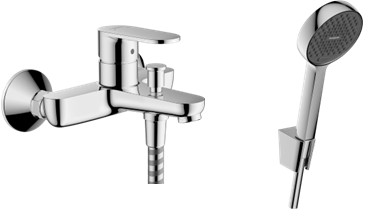 Zestaw Hansgrohe Vernis Blend bateria wannowo-prysznicowa ścienna z zestawem natryskowym ściennym chrom (71440000, 28052000)
