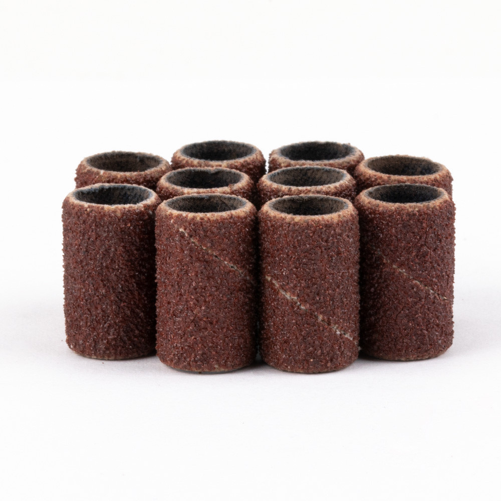 Kapturki do manicure i pedicure mandrele nakładki ścierne cylinder 6mm gradacja 120 AlleMed brązowe 50 szt