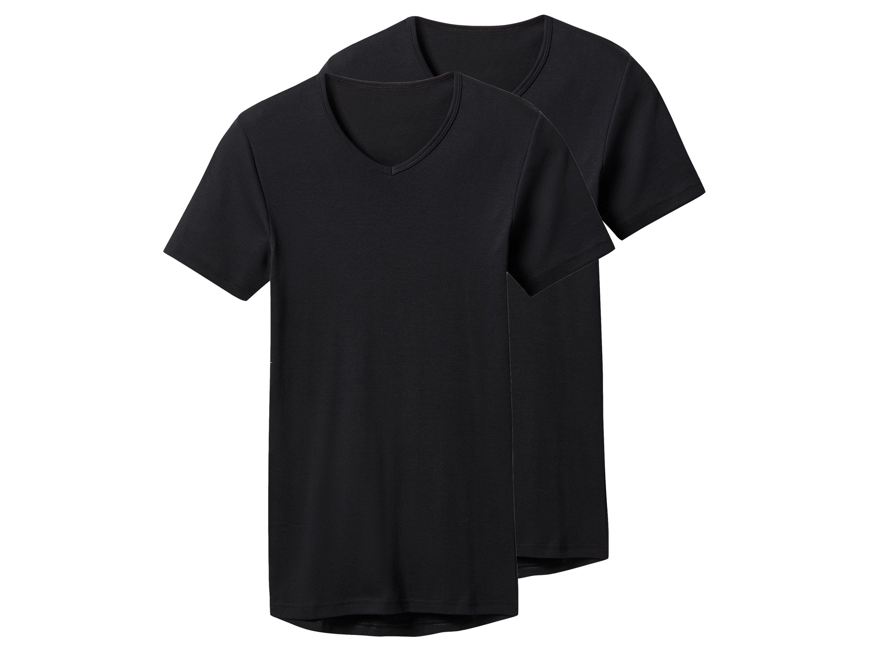 esmara Men Podkoszulki męskie z bawełny, 2 sztuki Dekolt w kształcie litery V, Czarny, 7/Xl