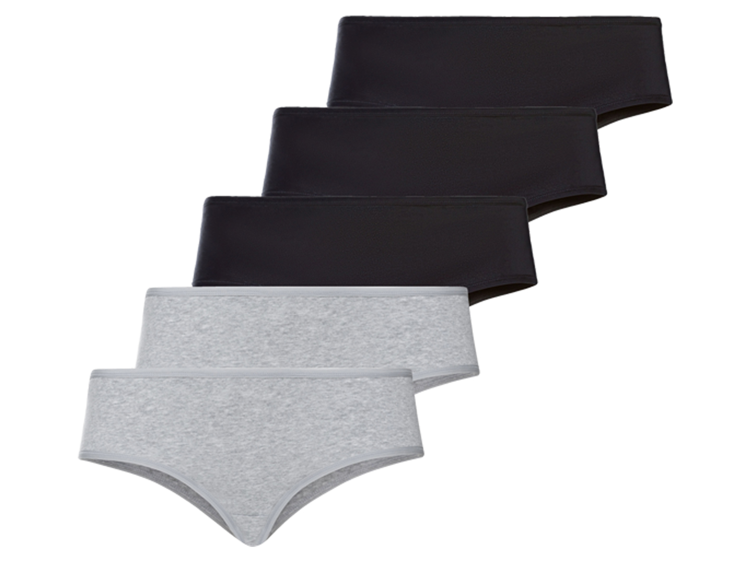 esmara Hipstery damskie z bawełny, 5 par 3XL 56/58, Czarny/ szary