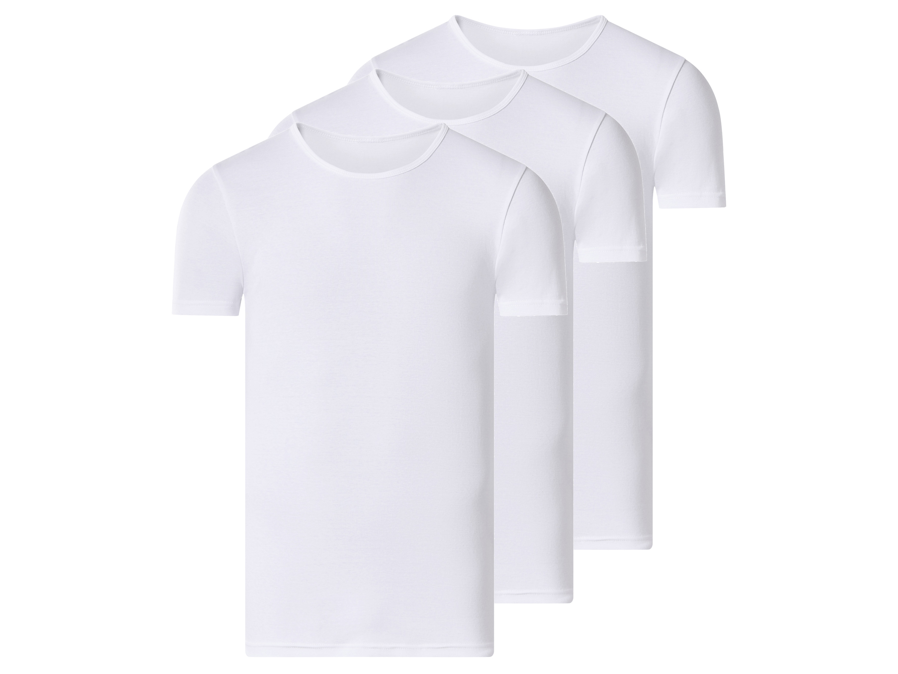 esmara Men Podkoszulki męskie z bawełny, 3 sztuki okrągły kołnierz, Biały, 7/Xl