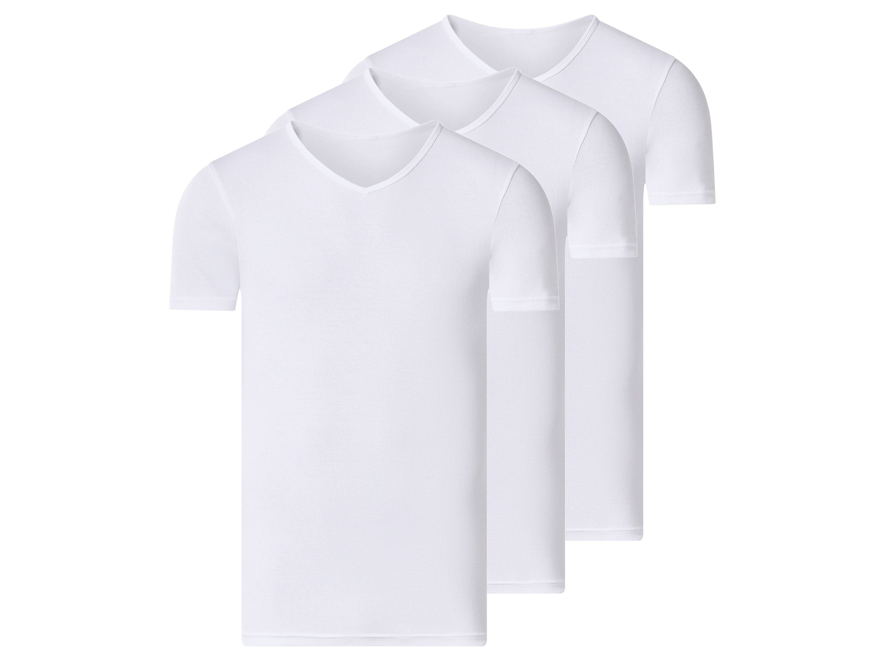 esmara Men Podkoszulki męskie z bawełny, 3 sztuki Kołnierz V, Biały, 7/Xl