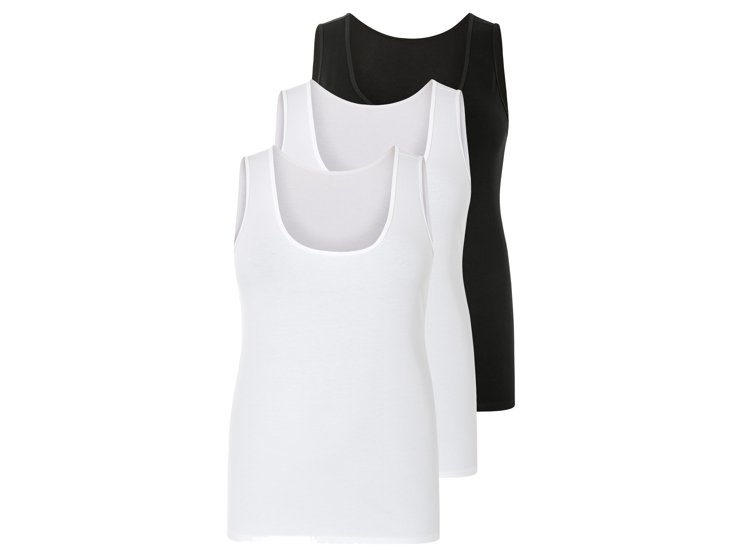 esmara Koszulki damskie z bawełny, 3 sztuki Czarny / biały, 3XL 56/58