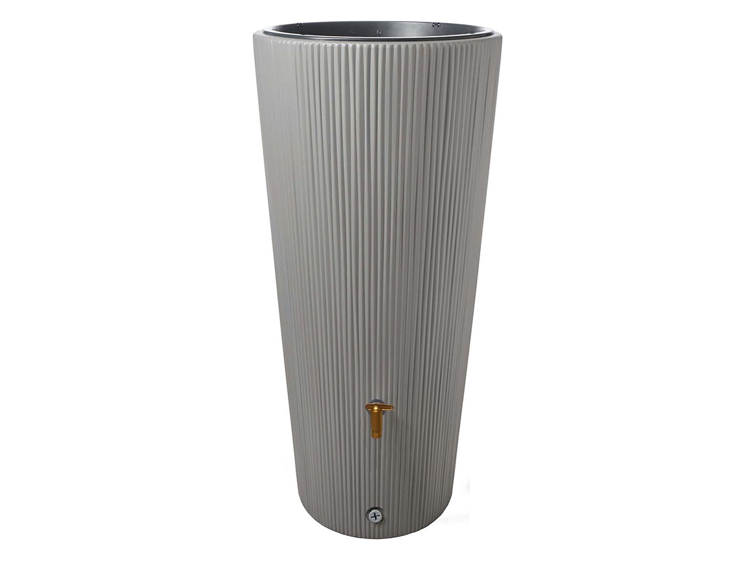 Zbiornik na wodę deszczową 4rain "Vaso 2in1 Decor", pojemność 220 litrów, wysokość 120 cm, z donicą na rośliny Szary ocynk