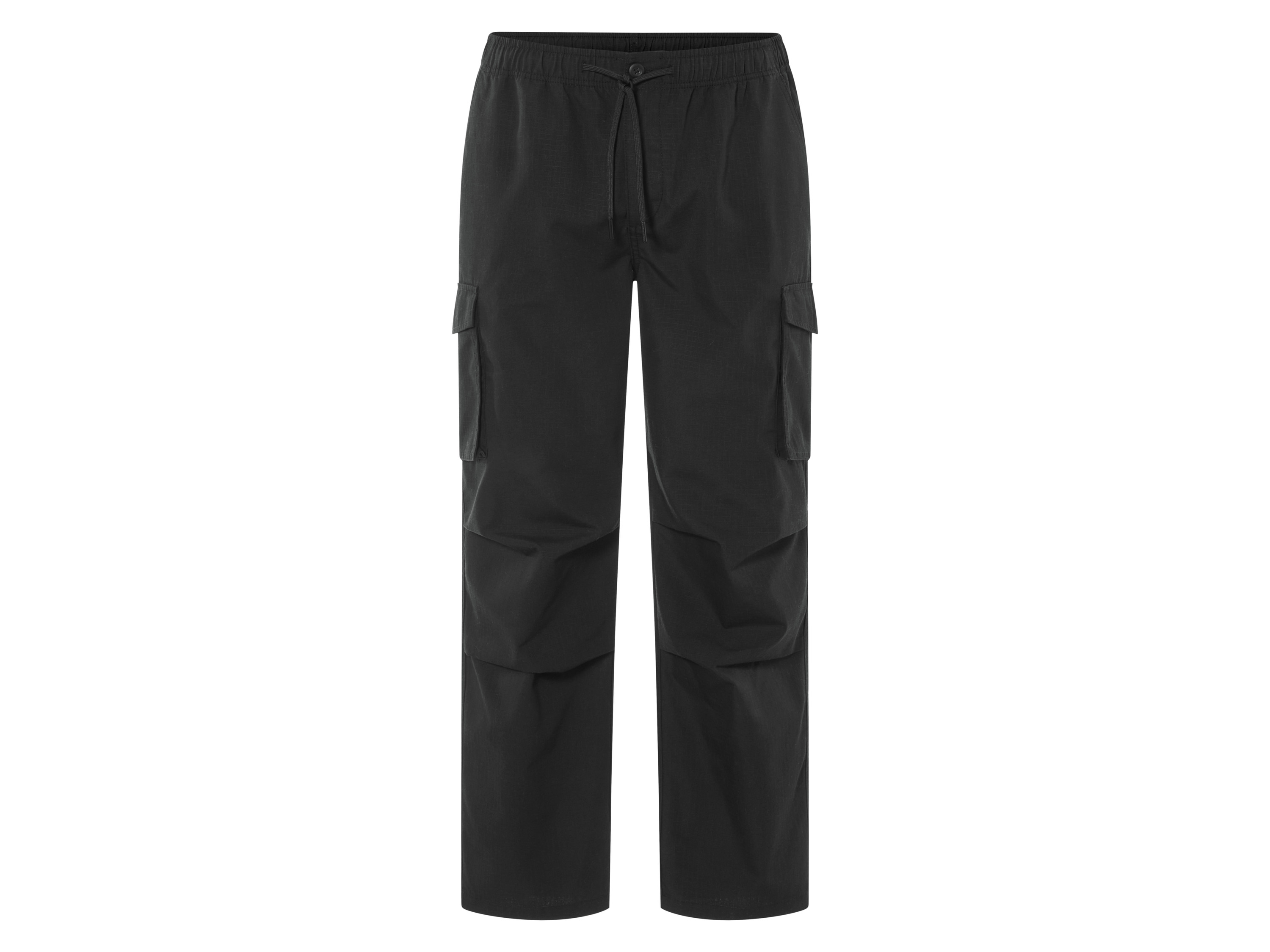 Livergy Męskie spodnie cargo, luźny krój, nowoczesny wzór ripstop Czarny, XL 56/58
