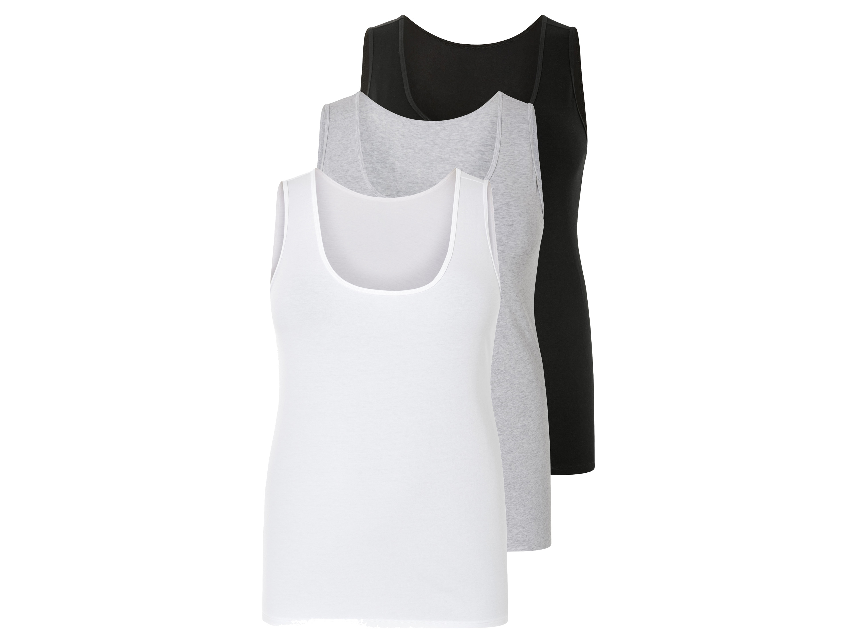 esmara Koszulki damskie z bawełny, 3 sztuki Czarny/ szary/ biały, 3XL 56/58
