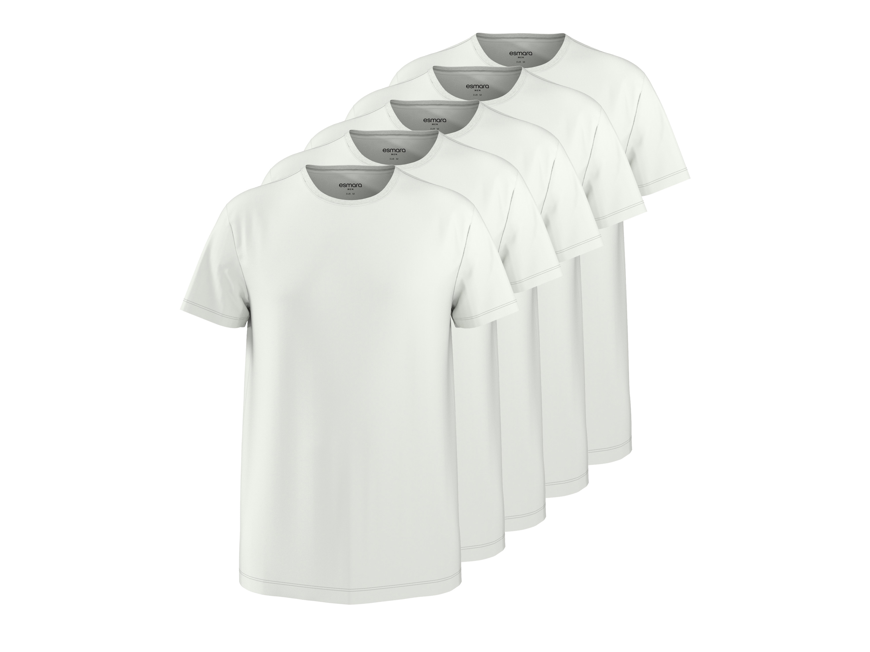 esmara Men T-shirty męskie z bawełny, 5 sztuk Biały, XL 56/58