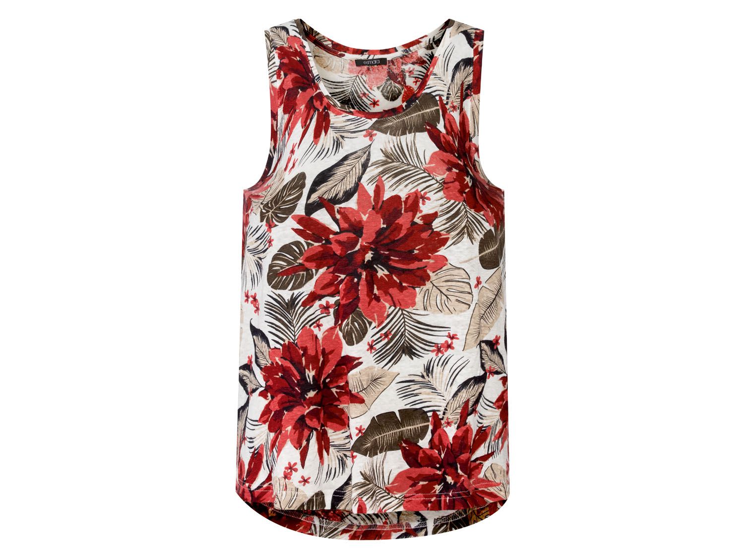 esmara Top damski z lnu, 1 sztuka Kwiaty/ biały, S 36/38