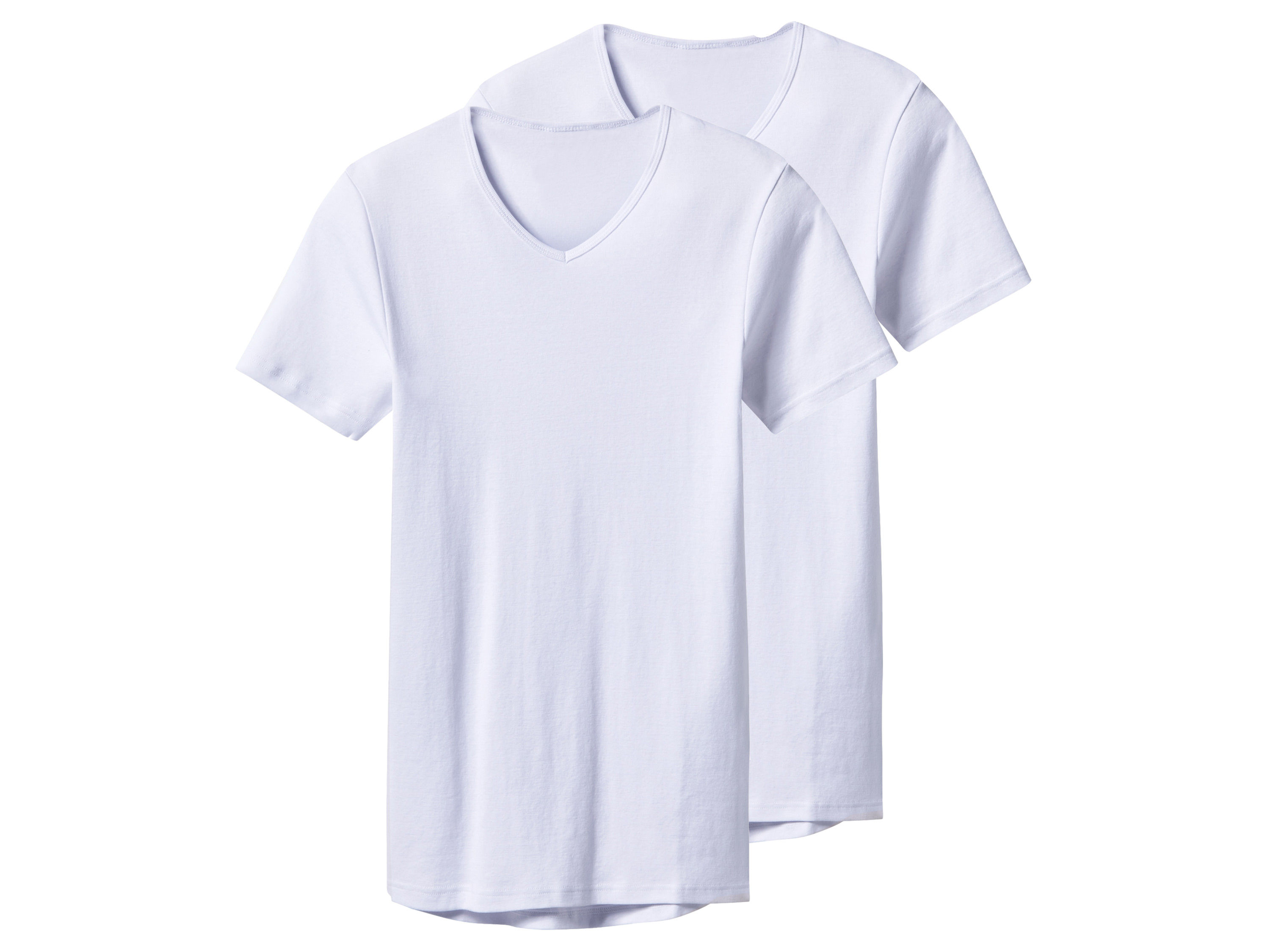 esmara Men Podkoszulki męskie z bawełny, 2 sztuki Dekolt w kształcie litery V, Biały, 7/Xl
