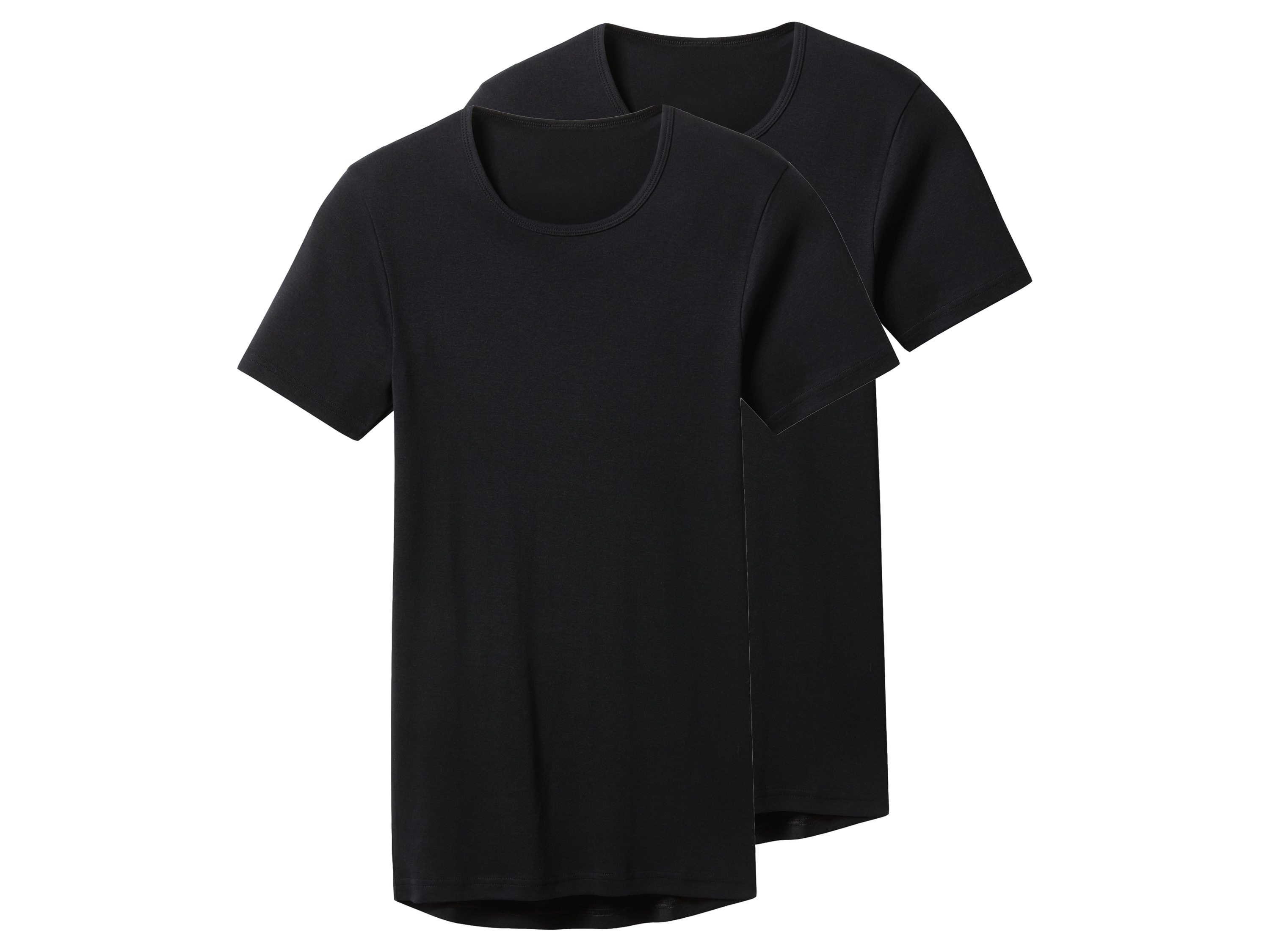 esmara Men Podkoszulki męskie z bawełny, 2 sztuki Dekolt okrągły, Czarny, 7/Xl