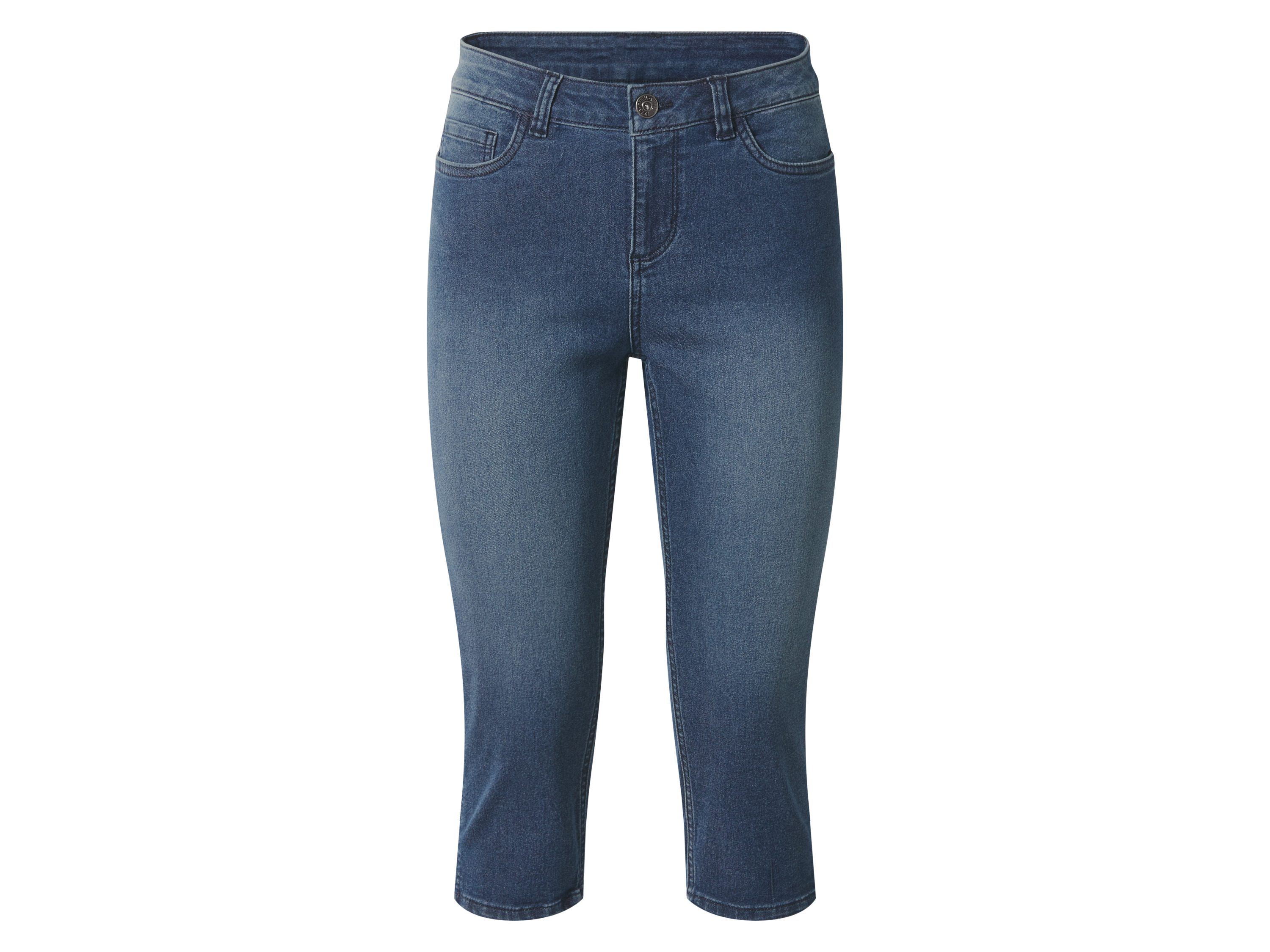 esmara Jeansy capri slim fit damskie Ciemnoniebieski, 36
