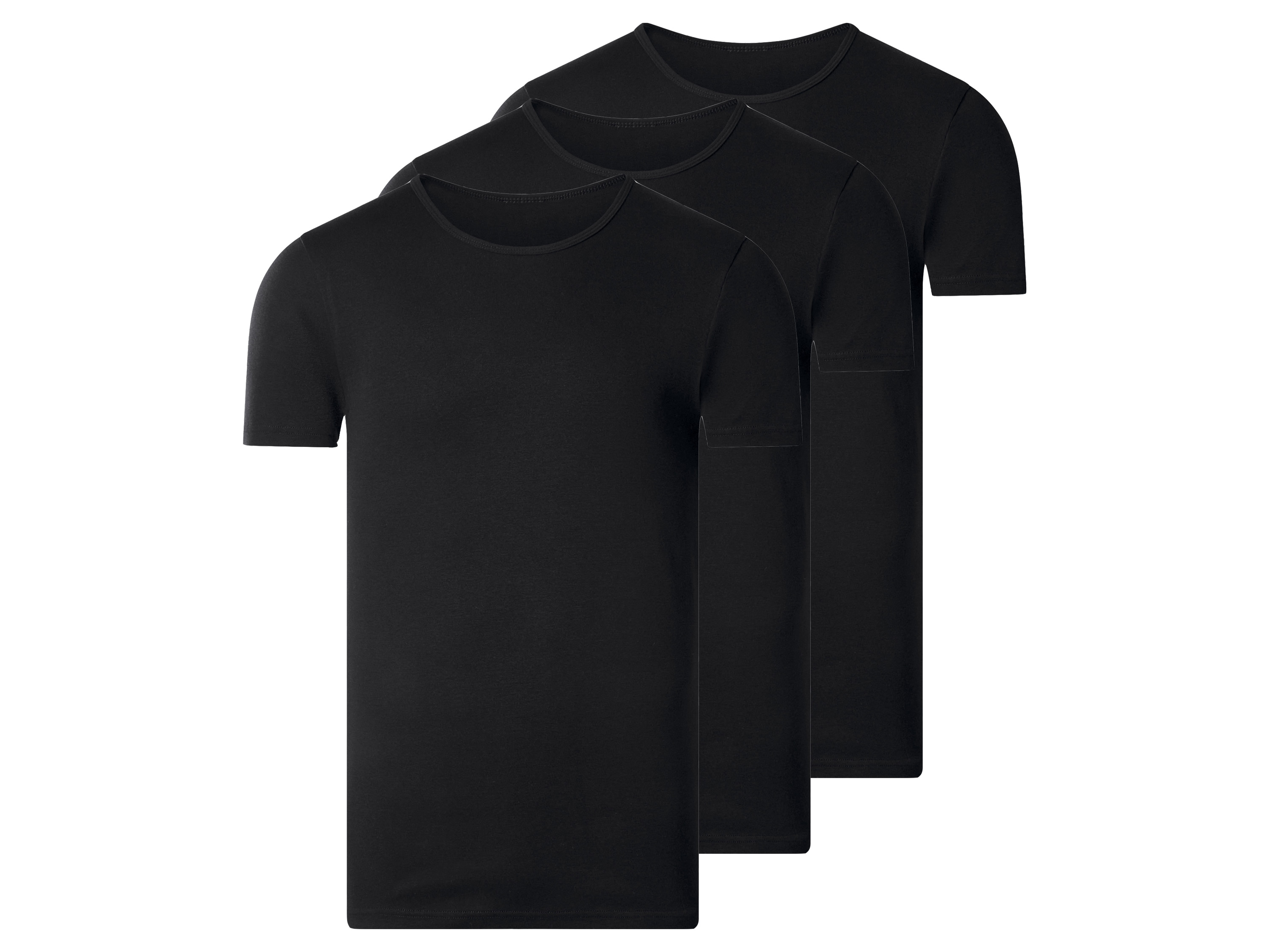 esmara Men Podkoszulki męskie z bawełny, 3 sztuki okrągły kołnierz, Czarny, 7/Xl