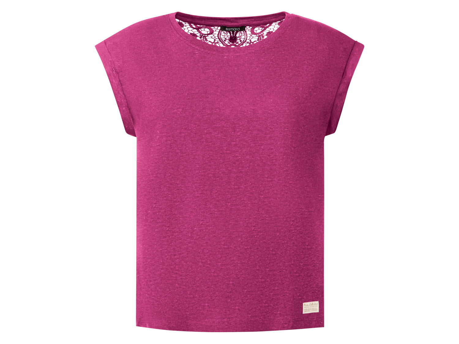 esmara T-shirt damski z włóknem konopnym i bawełną organiczną Malinowy, S 36/38