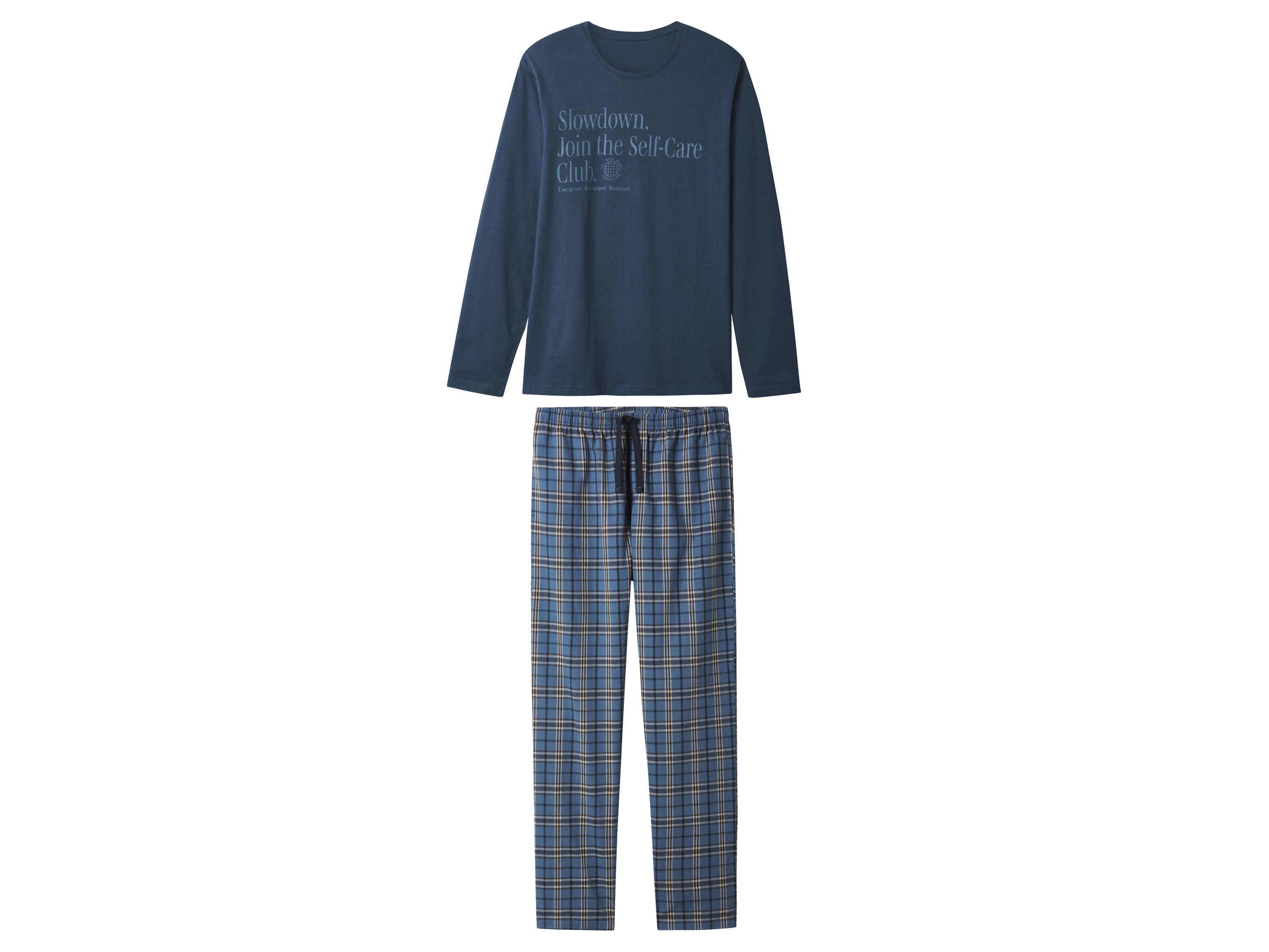 esmara Men Piżama męska z bawełny Kratka/granatowy, XL 56/58