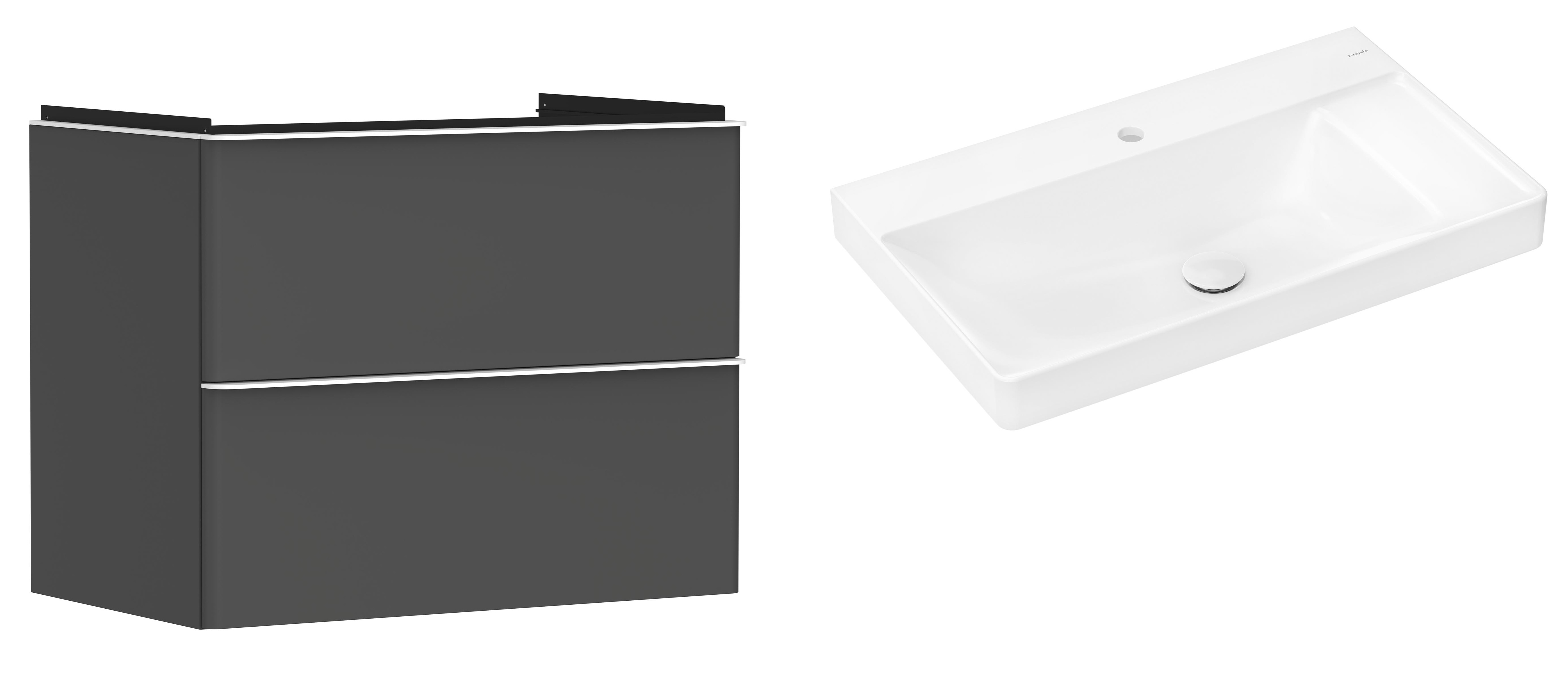 Darmowa Dostawa - Umywalka z szafką 80 cm białą Hansgrohe Xelu Q abset9876