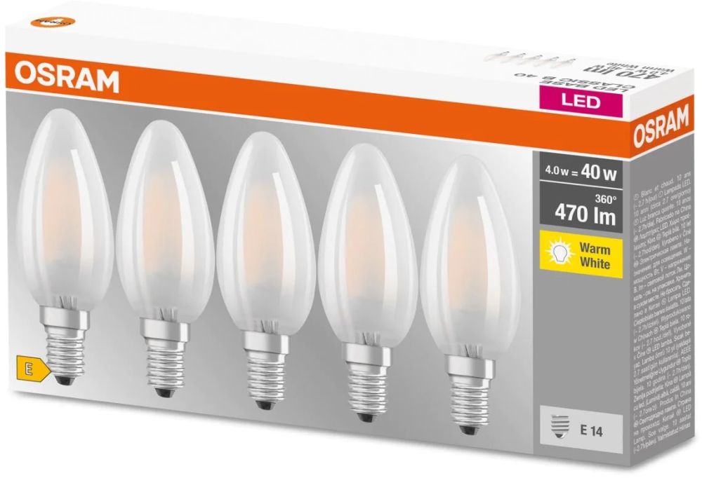 Darmowa Dostawa - Żarówki LED Multipack 5x4 W 2700 K e14 Osram LED Lamps 4058075090682