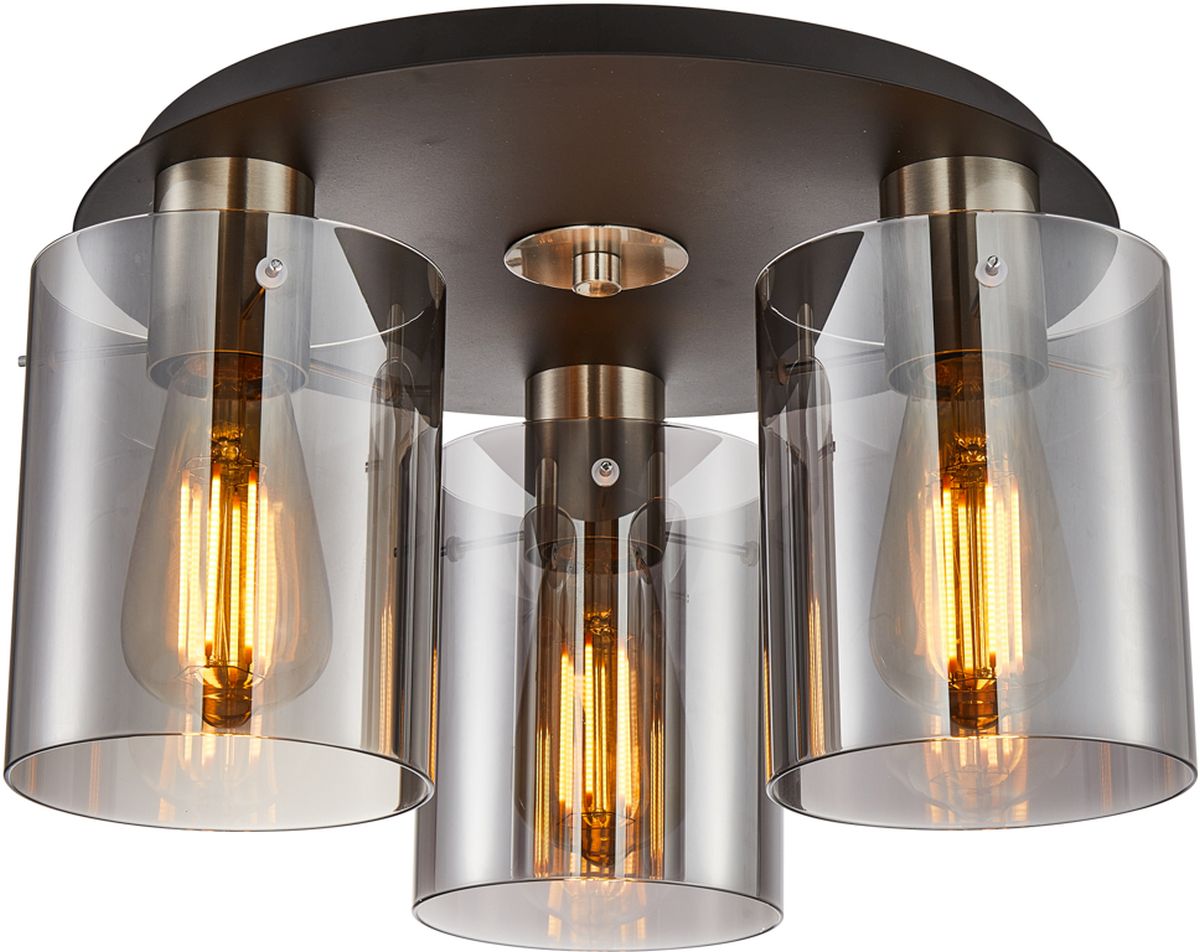 Darmowa Dostawa - Lampa podsufitowa 3x40 W szara-nikiel Italux Sardo SPL55813SCSCSG