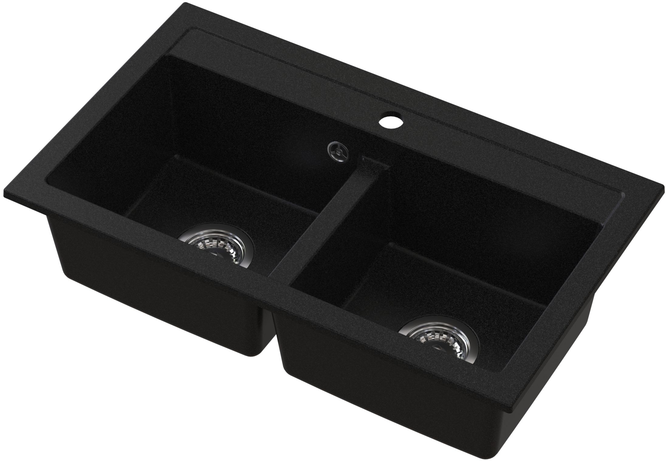 Darmowa Dostawa - Zlewozmywak granitowy 75.6x44.7 cm czarny Ruvetti Doblo 3001DOBCW
